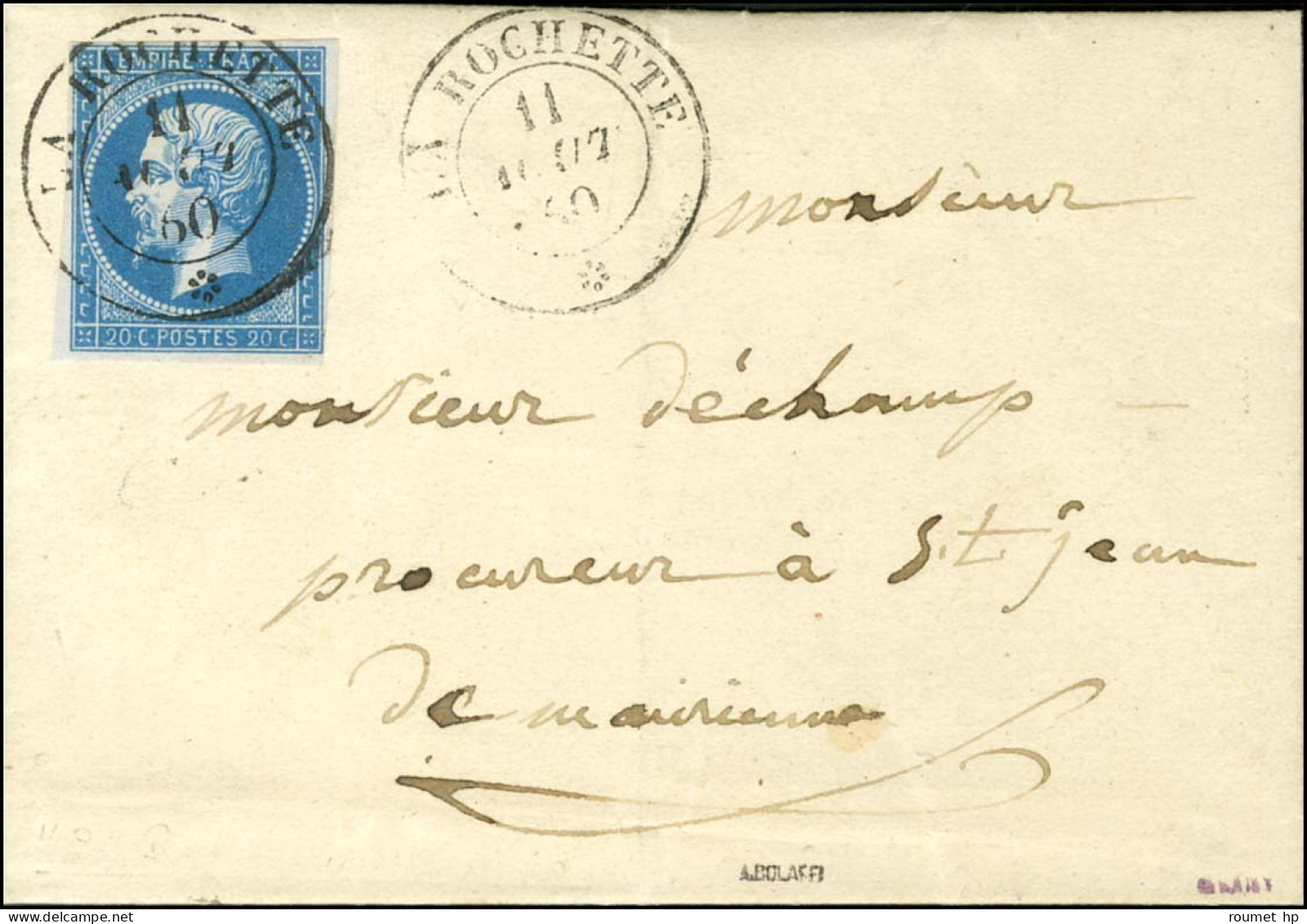 Càd Sarde LA ROCHETTE / * 11 AOUT 60 / N° 14 Sur Lettre Adressée Au Procureur De St Jean De Maurienne. - SUP. - R. - 1853-1860 Napoléon III