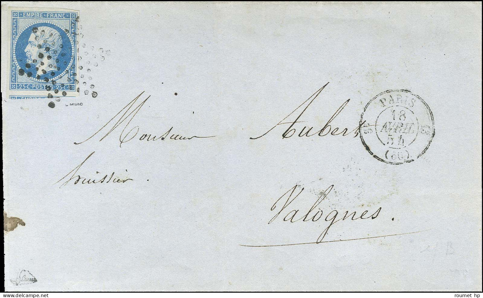 Etoile / N° 15 Très Belles Marges Càd PARIS (60) Sur Lettre Pour Valognes. 1854. - SUP. - 1853-1860 Napoléon III.