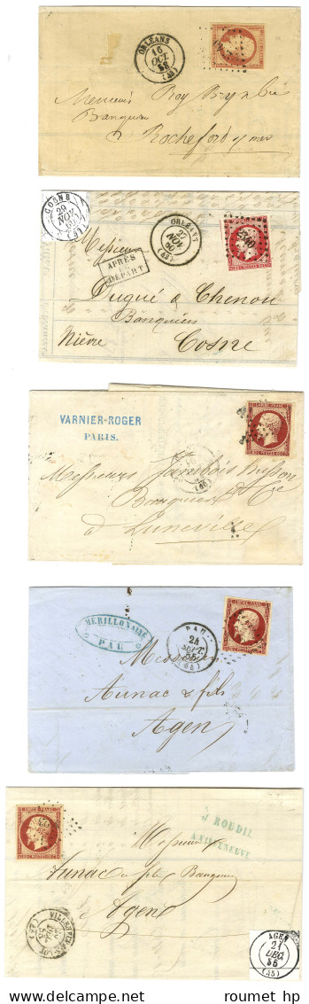 Lot De 5 Lettres Affranchies Avec N° 17, Diverses Nuances. - TB / SUP. - 1853-1860 Napoléon III.