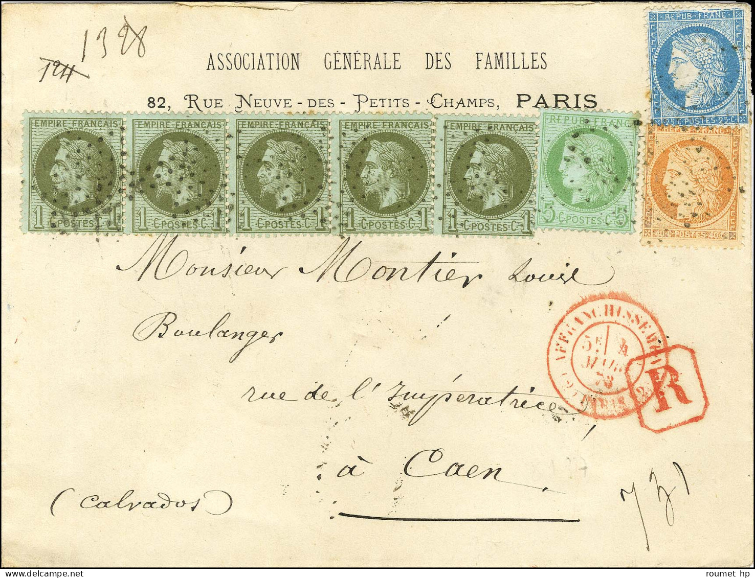 Etoile / N° 25 Bande De 5 + 38 + 53 + 60 Type 3 Avec Variété Grande Cassure Càd Rouge (2) AFFRANCHISSEMENT (2) / PARIS S - 1863-1870 Napoléon III Con Laureles