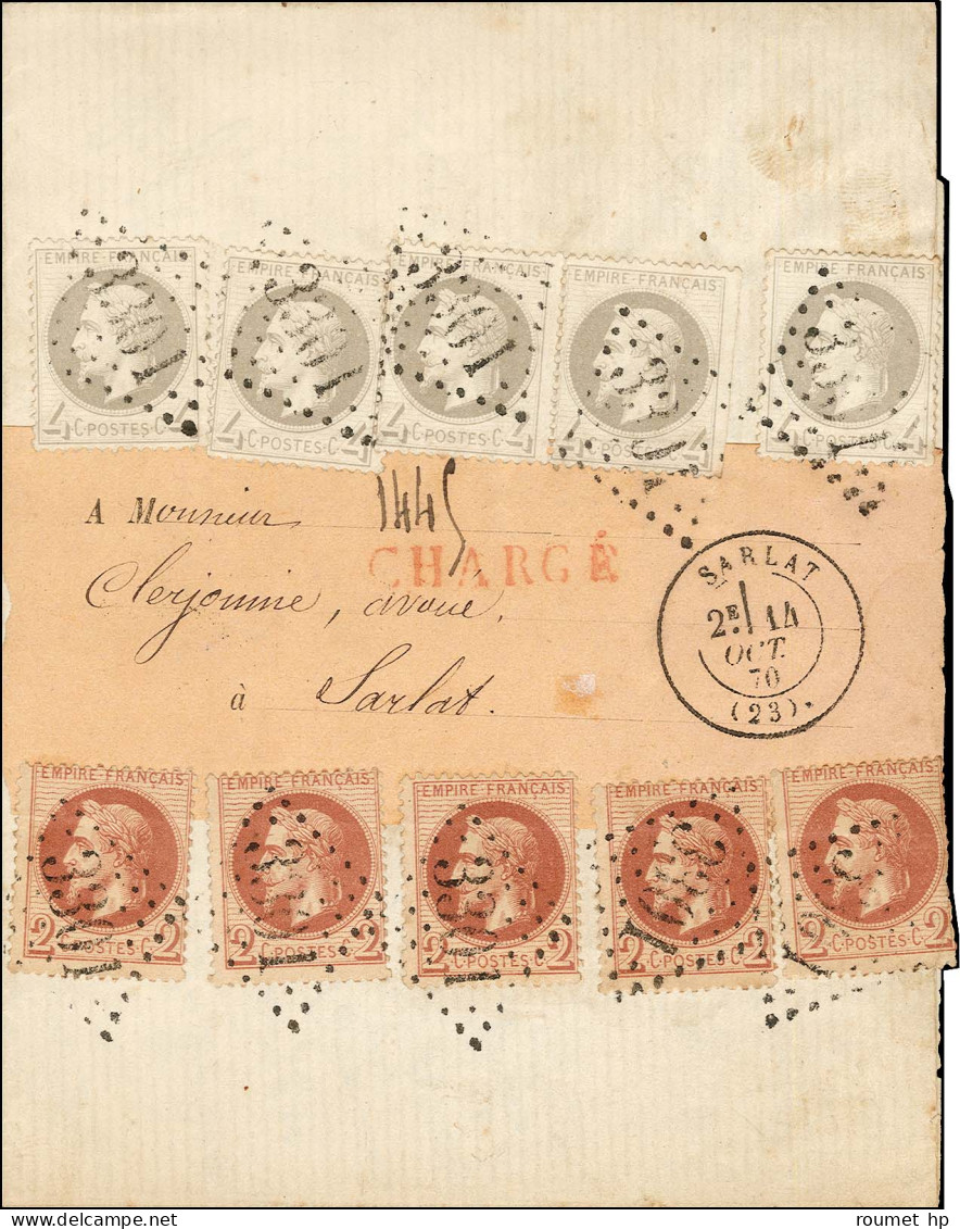 GC 3301 / N° 26 (5, 1ex Pd) + N° 27 (5, 1ex Pd) Càd T 17 SARLAT (23) Sur Lettre Locale Chargée Sous Bande. 1870. - TB /  - 1863-1870 Napoléon III Lauré