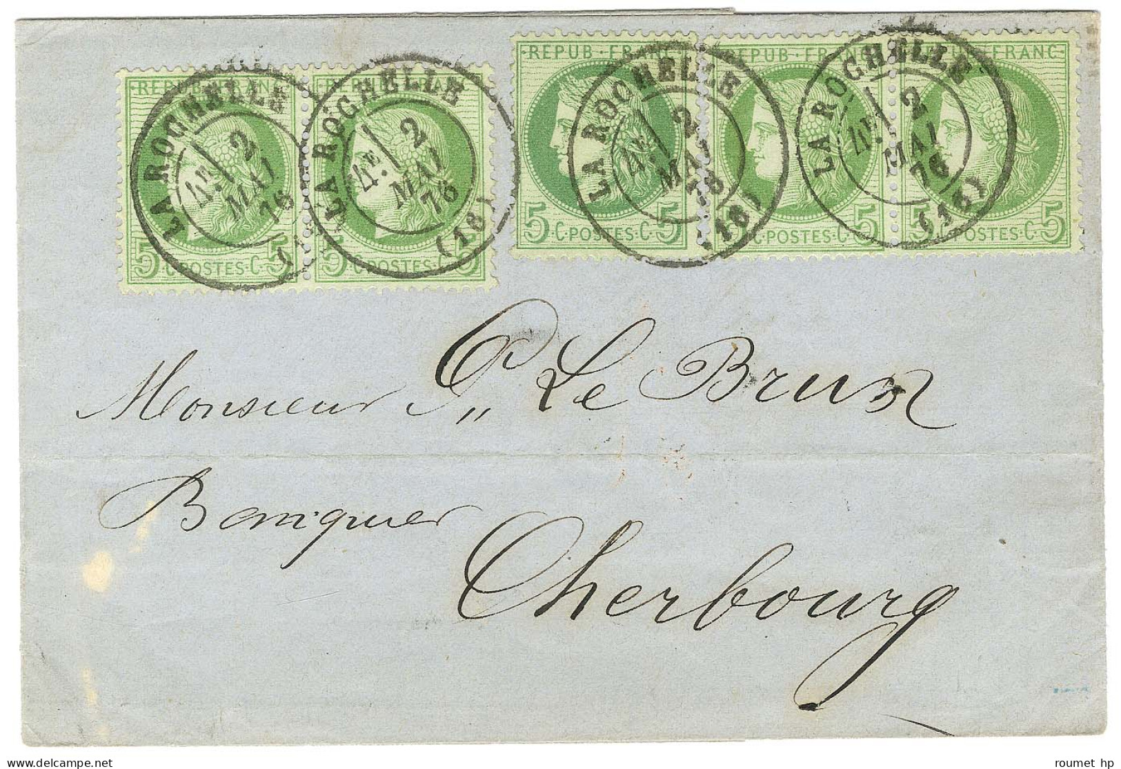 Càd T 17 LA ROCHELLE (16) / N° 53 Paire (2) + 1 Ex Sur Lettre Pour Cherbourg. 1876. - SUP. - 1871-1875 Ceres