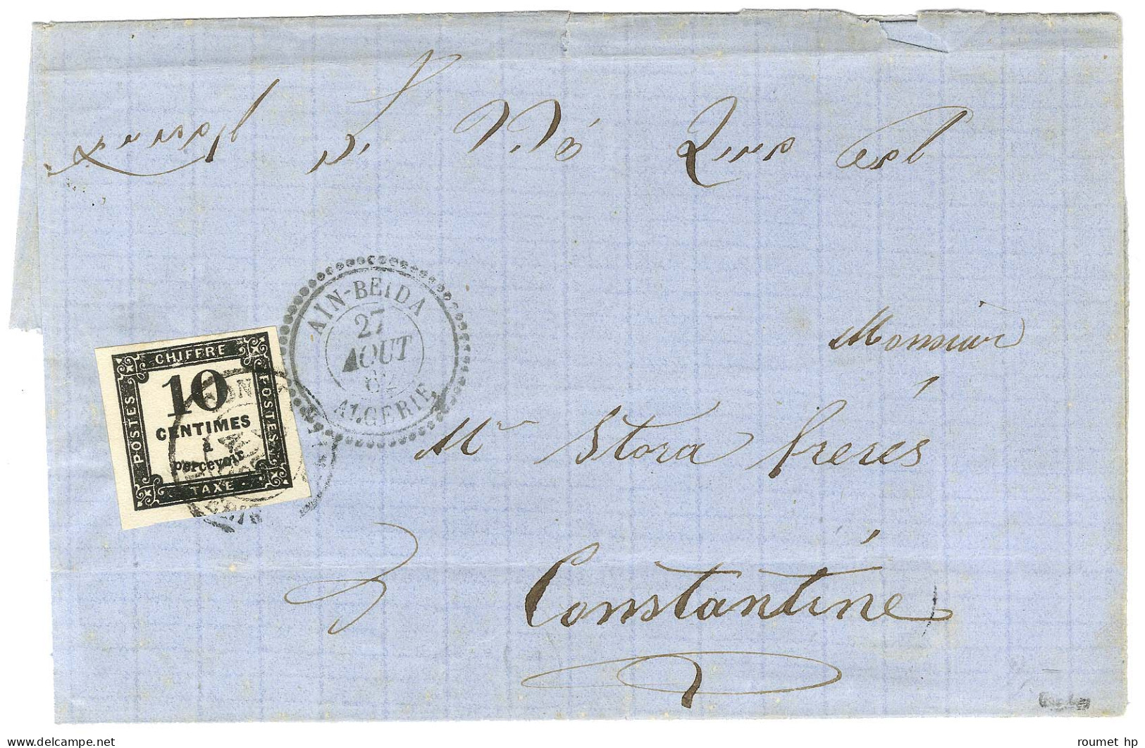 Càd AIN-BEIDA / ALGERIE Sur Lettre Locale Non Affranchie Pour Constantine. A L'arrivée, Càd CONSTANTINE / ALGERIE / Taxe - 1859-1959 Covers & Documents