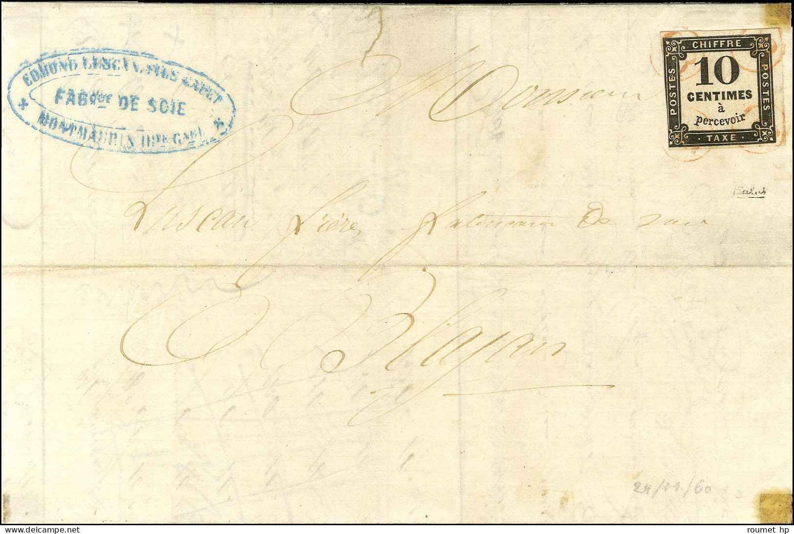 OR Rouge (4 Frappes Aux 4 Coins) / Taxe N° 2 (infime Def) Sur Lettre Avec Texte Daté De Montmaurin (Haute Garonne) Le 24 - 1859-1959 Briefe & Dokumente