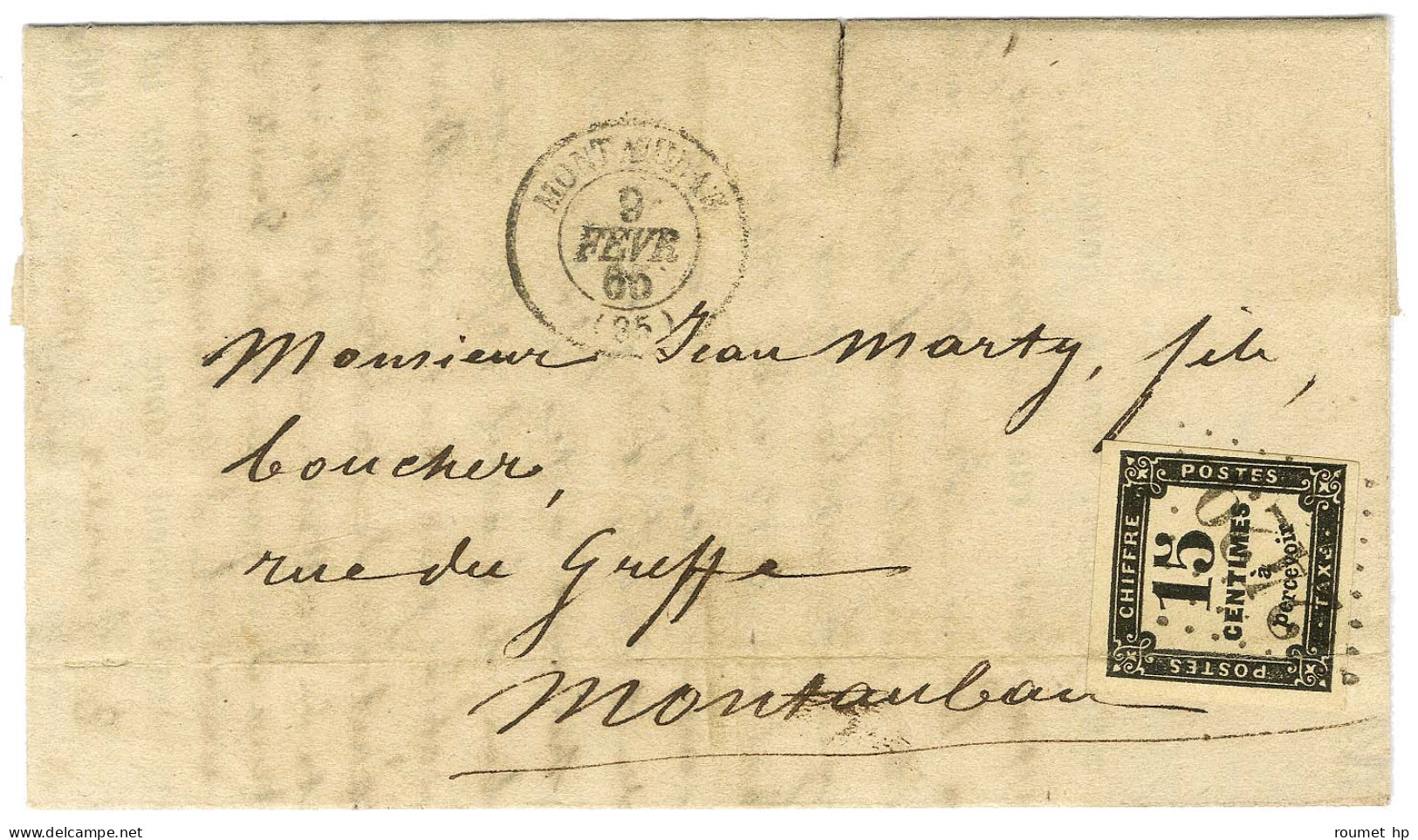 GC 2429 / Taxe N° 3 (infime Froissure) Càd T 15 MONTAUBAN (85) Sur Lettre Locale. 1865. - TB / SUP. - R. - 1859-1959 Briefe & Dokumente