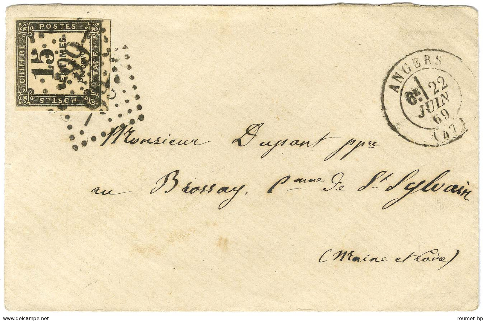 GC 99 / Taxe N° 3 Belles Marges Càd T 17 ANGERS (47) Sur Lettre Locale. 1869. - TB / SUP. - R. - 1859-1959 Cartas & Documentos