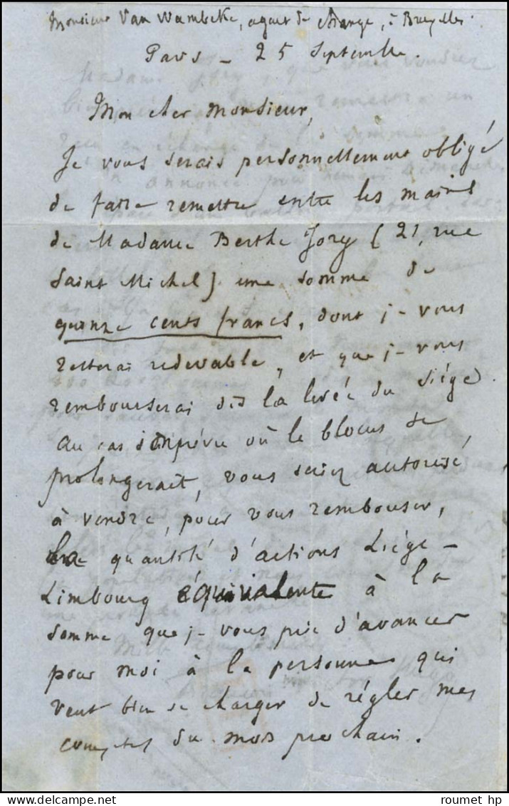 Etoile 1 / N° 28 Càd PARIS / PL. DE LA BOURSE 24 SEPT. 70. Au Verso, étoile 1 / N° 29 Càd PARIS / PL. DE LA BOURSE 24 SE - War 1870