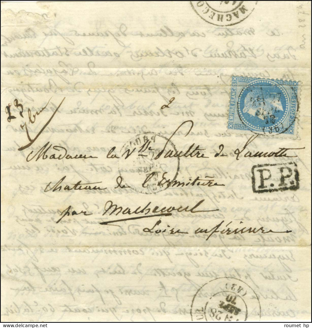 Lettre Avec Texte Daté De Paris Le 23 Septembre 1870 Pour Machecoul. Au Recto, Càd T 16 TOURS (36) 27 SEPT. 70 / N° 29 + - Guerre De 1870