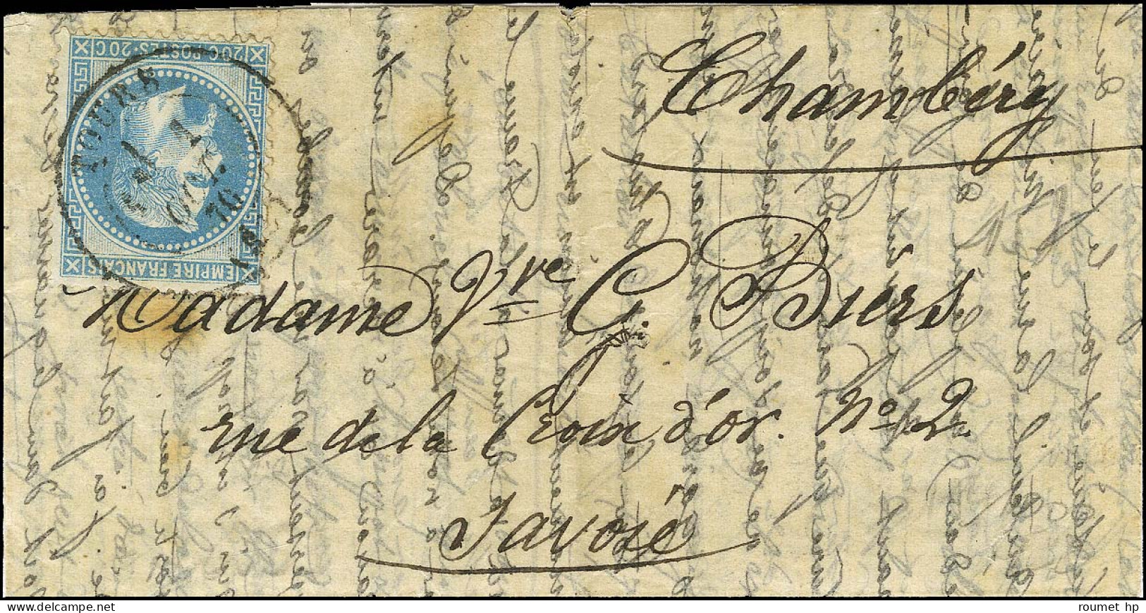 Lettre Avec Texte Daté De Paris Le 27 Septembre 1870 Pour Chambéry. Au Recto, Càd T 17 TOURS (36) 1 OCT. 70 / N° 29. Au  - Guerra De 1870