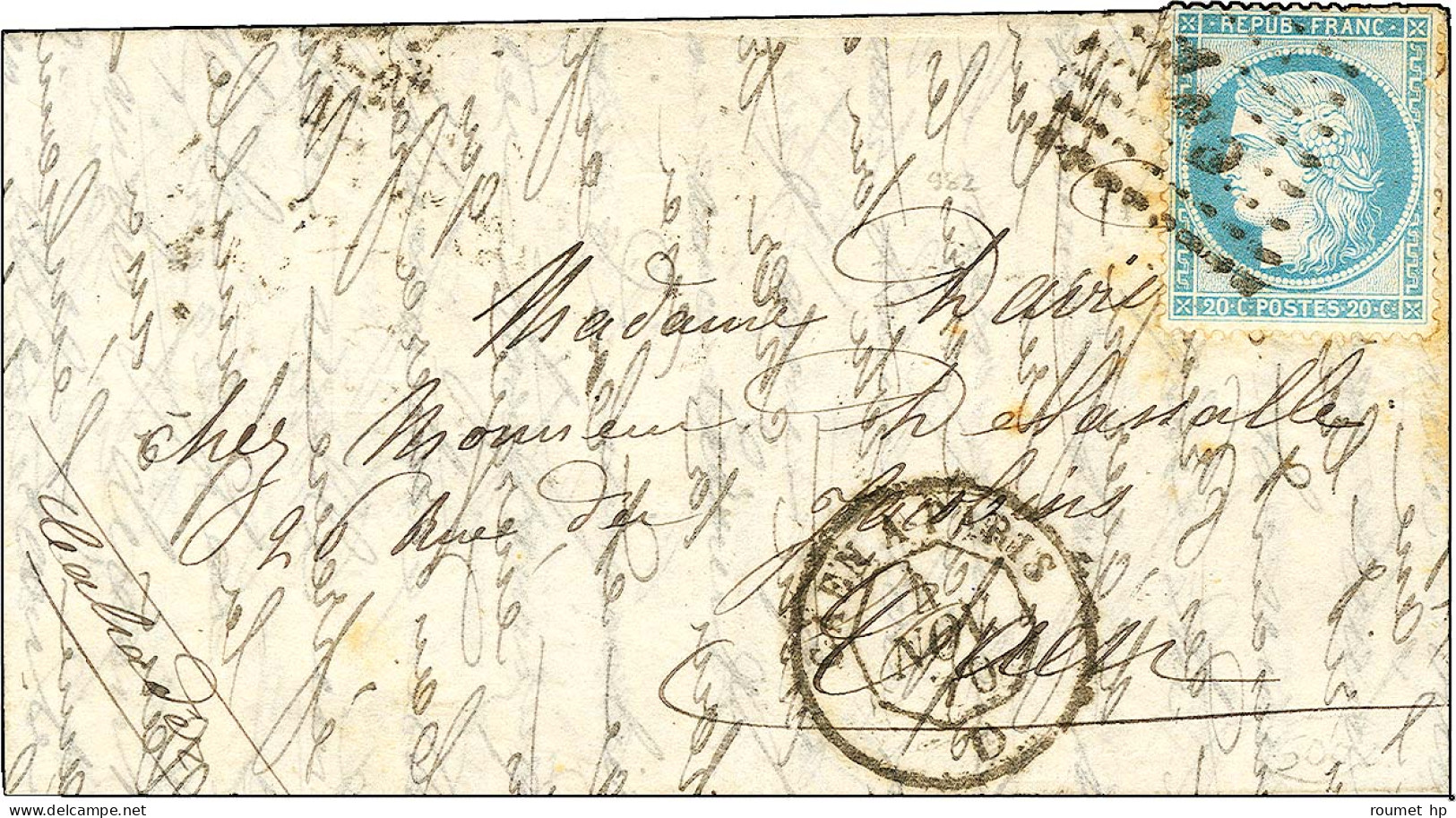 Lettre Avec Texte Daté De Paris Le 29 Octobre 1870 Pour Caen (Calvados), Losange Ambulant CNP / N° 37 Càd Ambulant De Jo - Krieg 1870