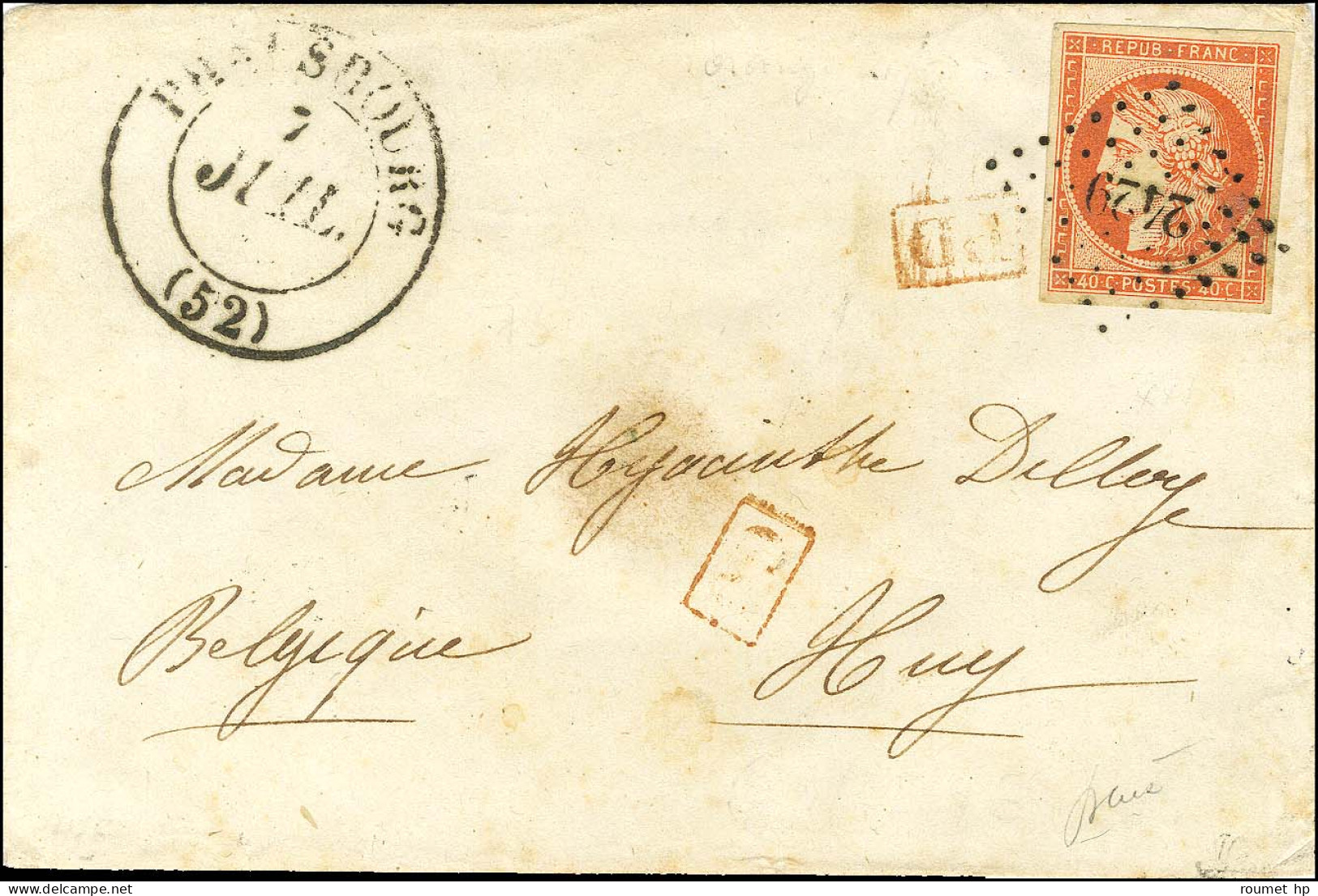 PC 2429 / N° 5 Orange Vif Belles Marges Càd T 13 PHALSBOURG (52) Sur Lettre Pour Huy (Belgique). 1854. - TB / SUP. - R. - 1849-1876: Periodo Clásico