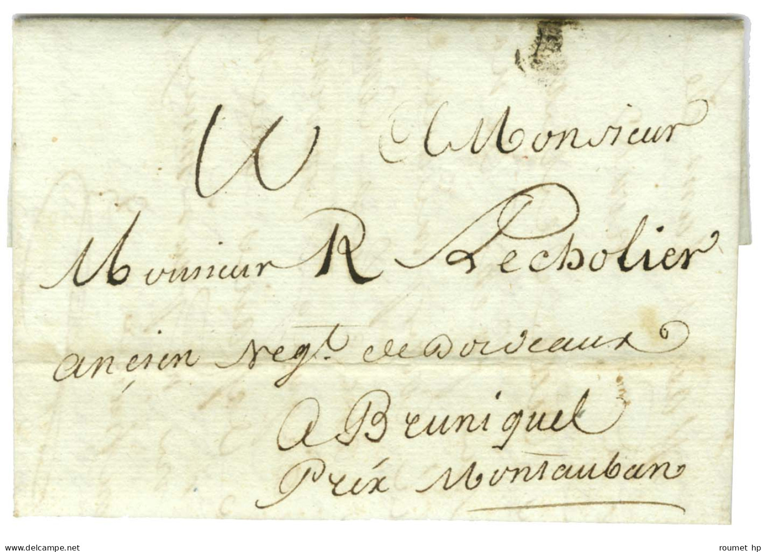 Lettre Avec Texte Daté Au Dauphin Le 30 Juillet 1784 Pour Montauban. Au Recto, Marque Postale D'entrée B Couronné De Bor - Marques D'entrées