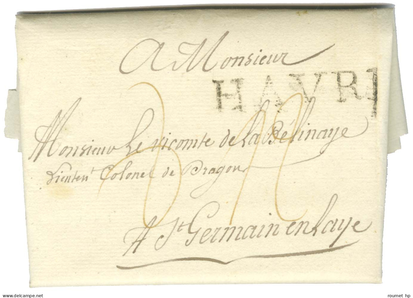 Lettre Avec Texte Daté Du Cap Le 8 Juin 1786 Pour Saint Germain En Laye. Au Recto, Marque Postale D'entrée HAVRE. - TB / - Entry Postmarks