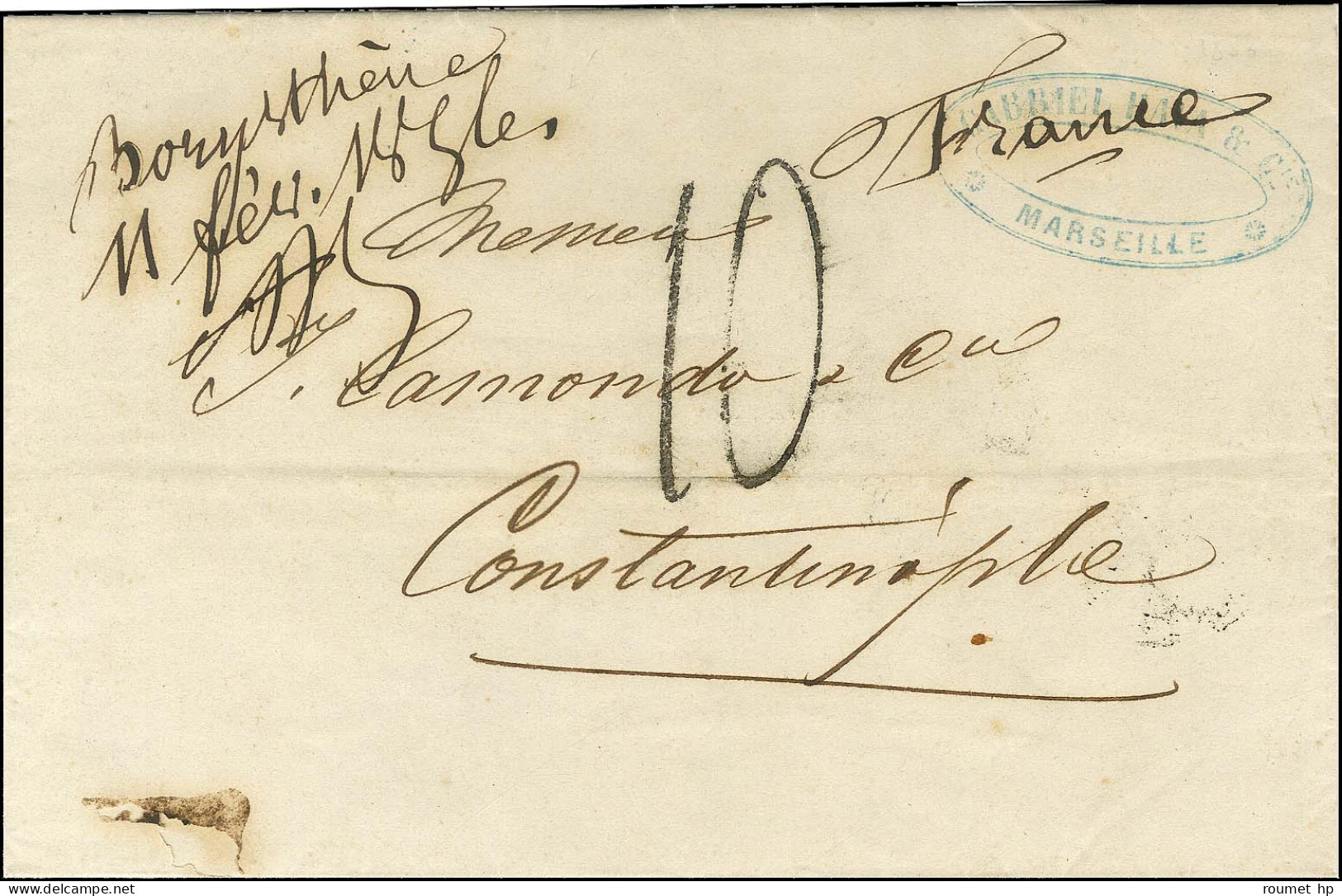 Rarissime Mention Manuscrite '' Borysthène / 11 Fév 1856 '' + Signature De L'agent Postal Au Recto D'une Lettre De Marse - Maritieme Post