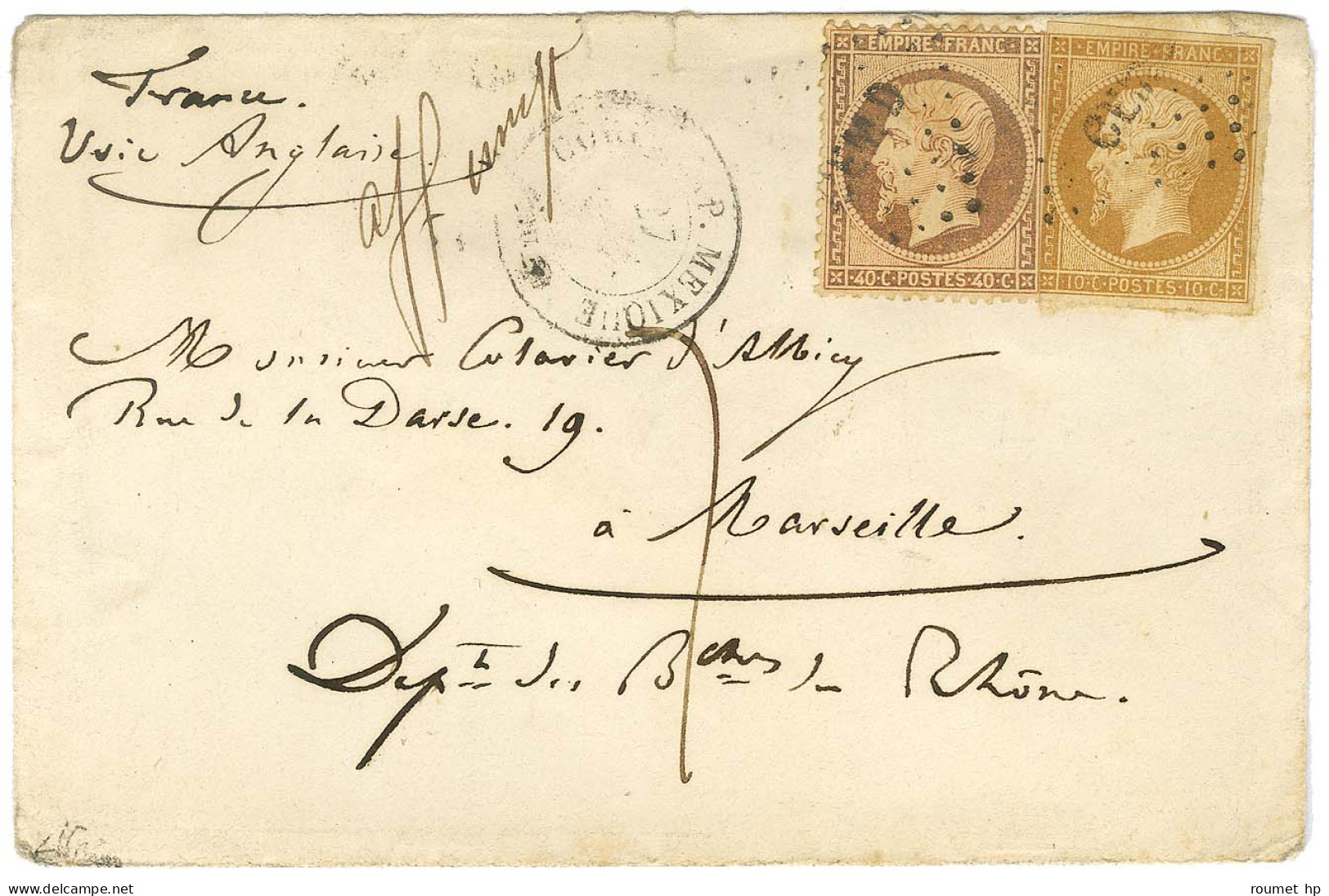 Losange CEMD / N° 13 + 23 Càd CORPS EXP. MEXIQUE / Bau D Sur Lettre Insuffisamment Affranchie Pour Marseille Taxée 7. 18 - Army Postmarks (before 1900)