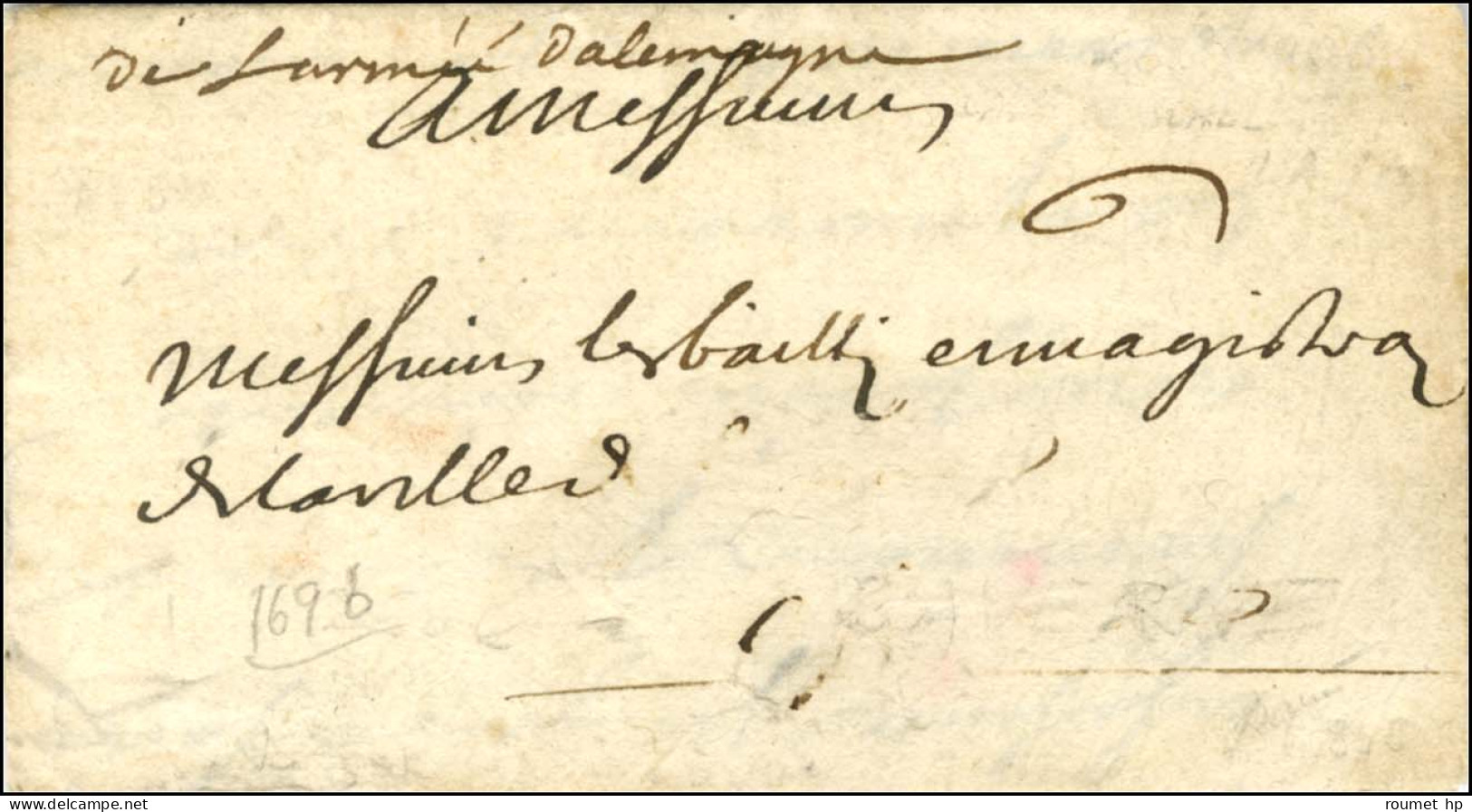 '' De L'armée D'Allemagne '' (N°LA10) Sur Lettre Avec Texte Daté Du 28 Octobre 1696. - TB / SUP. - R. - Marques D'armée (avant 1900)