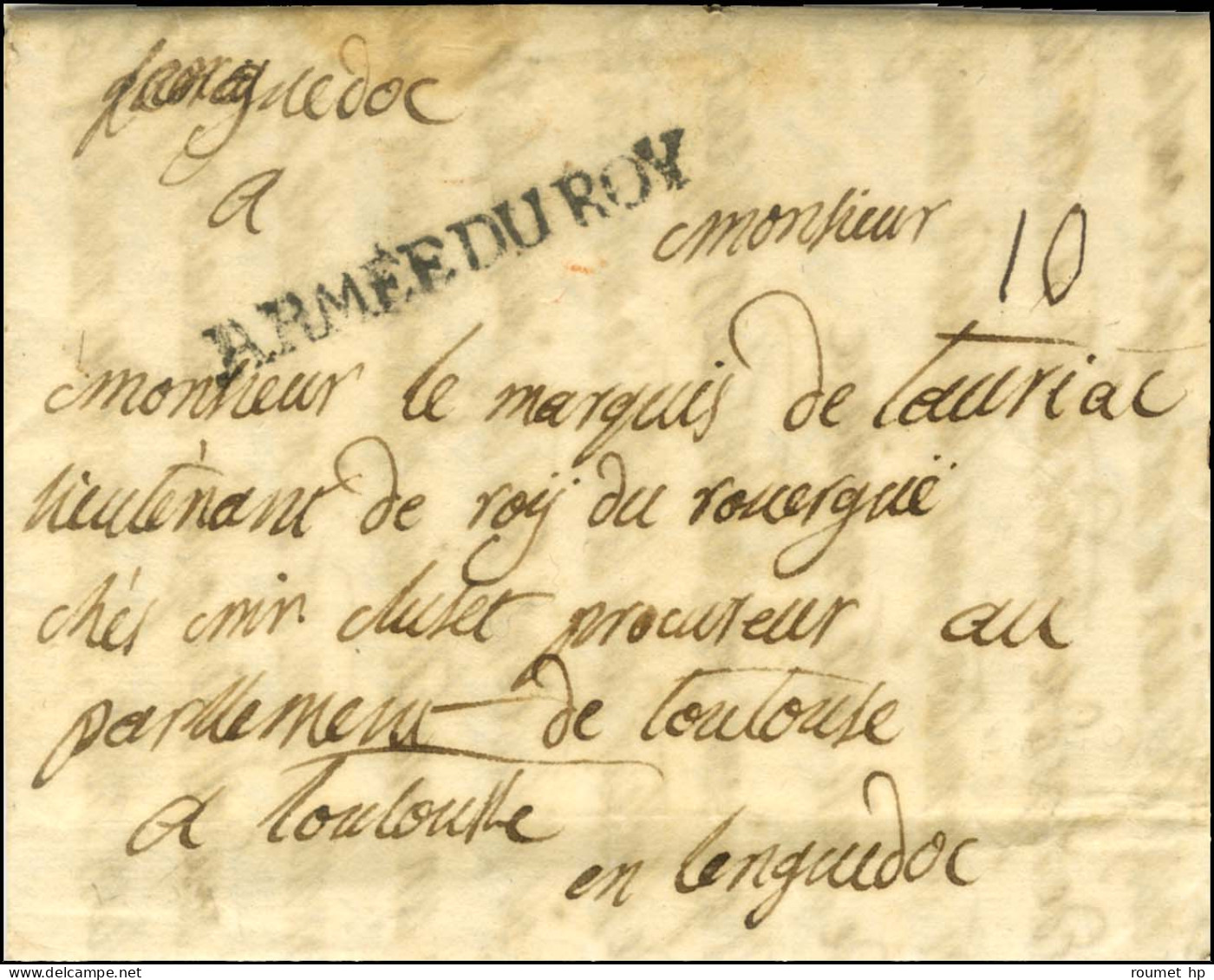 ARMEE DU ROY (N°SA39) Sur Lettre Avec Texte Daté Du 13 Août 1743 Pour Toulouse. - SUP. - R. - Sellos De La Armada (antes De 1900)