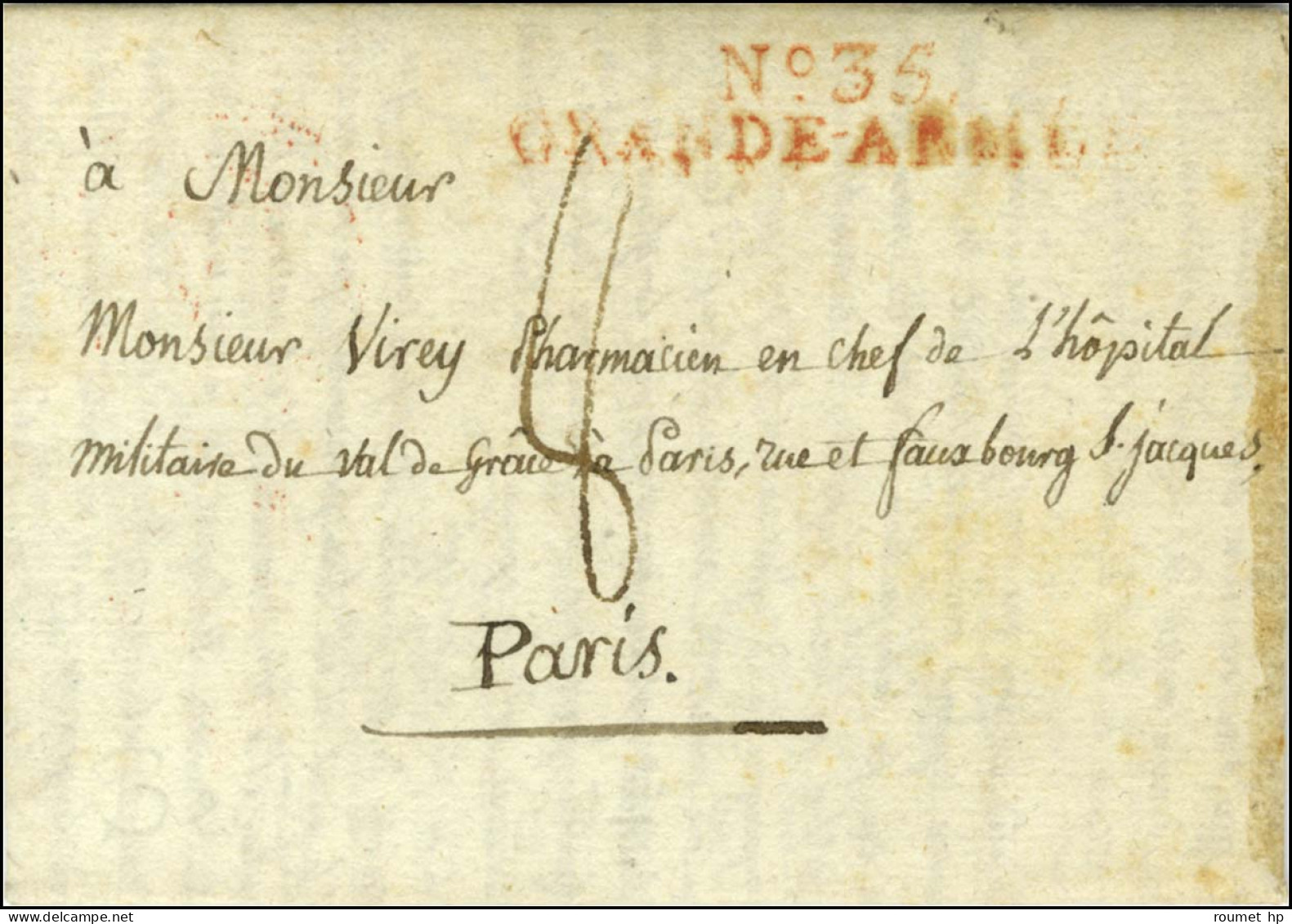 N° 35 / GRANDE ARMEE Rouge Sur Lettre Avec Superbe Texte Daté De Berlin Le 20 Janvier 1807. - TB / SUP. - R. - Sellos De La Armada (antes De 1900)