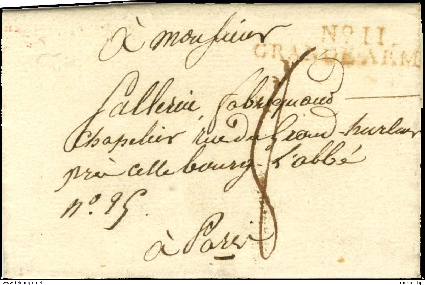 N° 11 / GRANDE ARMEE Rouge Sur Lettre Avec Très Bon Texte Daté De Ghloubakol Le 20 Juillet 1812 Pour Paris '' Nous Conti - Legerstempels (voor 1900)