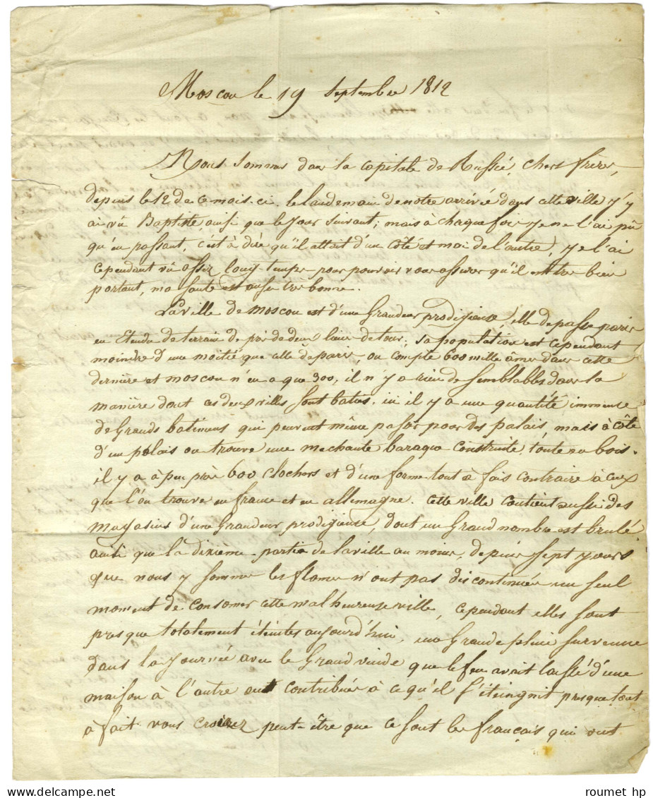 N° 11 / GRANDE ARMEE Rouge Sur Lettre Avec Superbe Texte Historique Daté De Moscou Le 19 Septembre 1812 : '' Nous Sommes - Legerstempels (voor 1900)