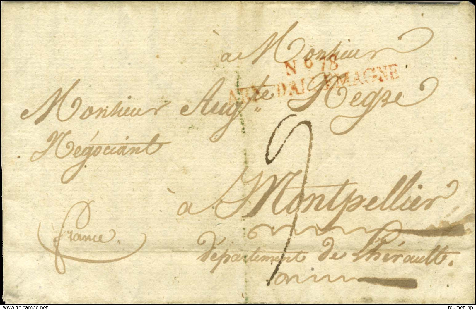 N° 18 / ARM. D'ALLEMAGNE Rouge Sur Lettre Avec Superbe Texte Historique Dont Le Récit De La Bataille De Wagram, Daté De  - Army Postmarks (before 1900)