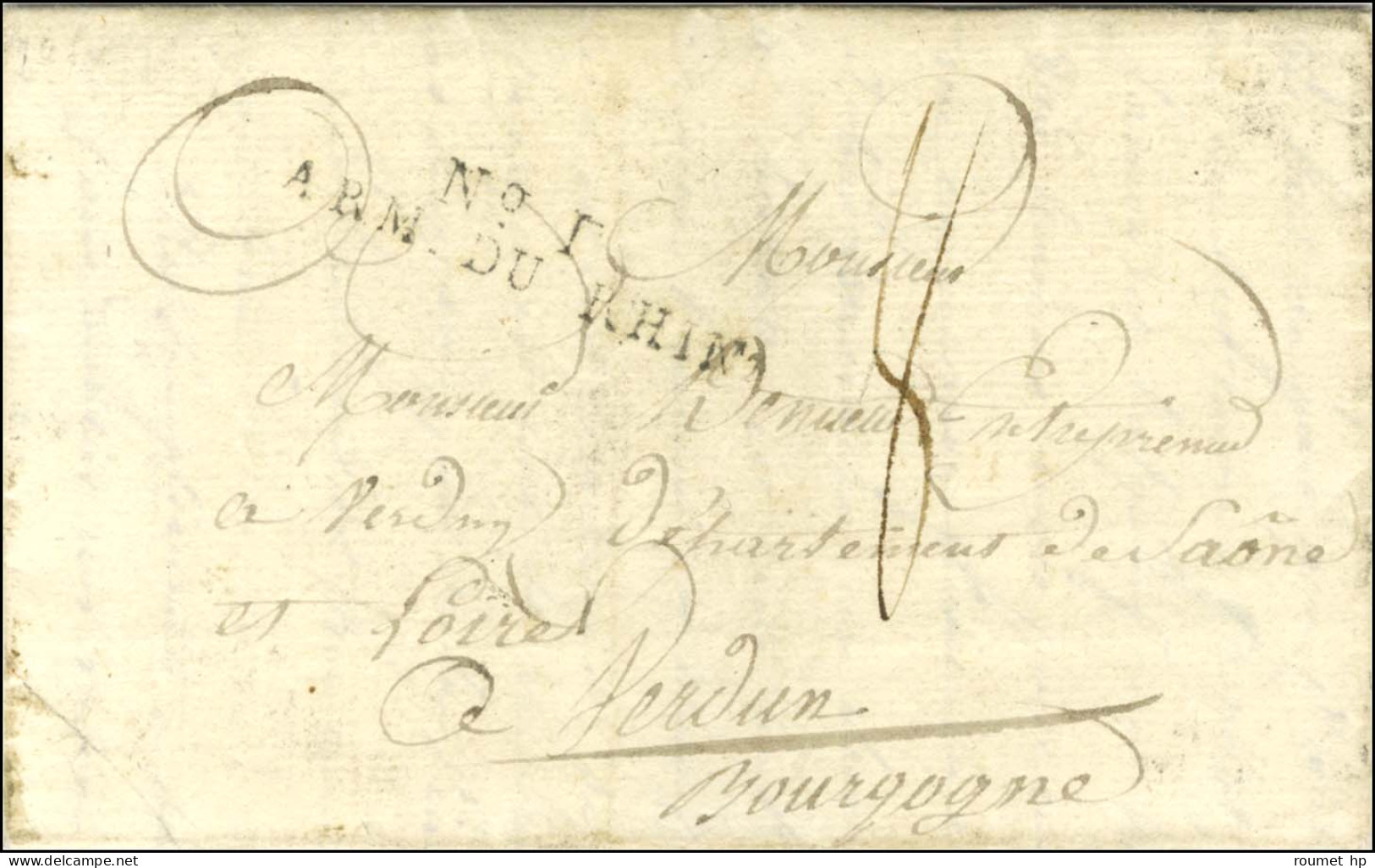 N° 1 / ARM. DU RHIN Sur Lettre Avec Texte Historique Exceptionnel écrit Pendant La Bataille D'Aspern, Daté D'une Ile Au  - Army Postmarks (before 1900)