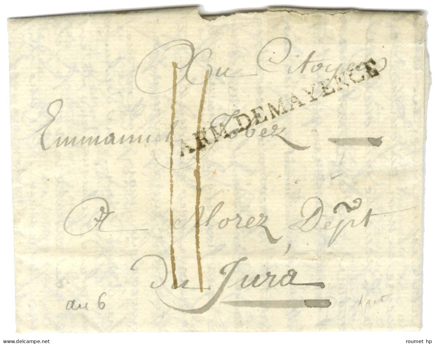 ARM. DE MAYENCE Sur Lettre Avec Texte Daté De Mayence Le 12 Messidor An 6 Pour Morez. - SUP. - R. - Army Postmarks (before 1900)