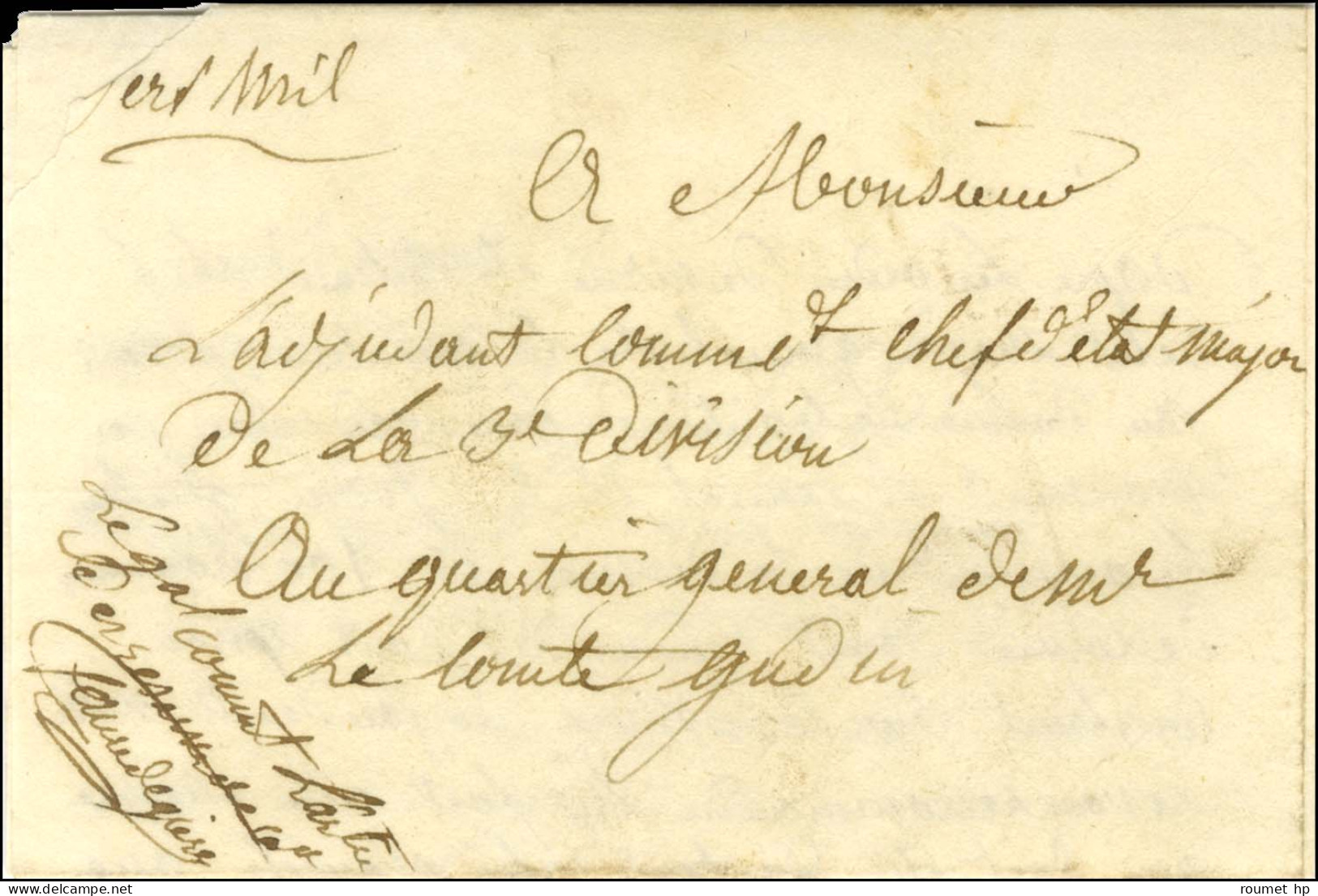 Contreseing De Franchise Manuscrit '' Le Gal Commt L'Artillerie / De Réserve / Favre De Gière '' Sur Lettre Avec Texte D - Marques D'armée (avant 1900)