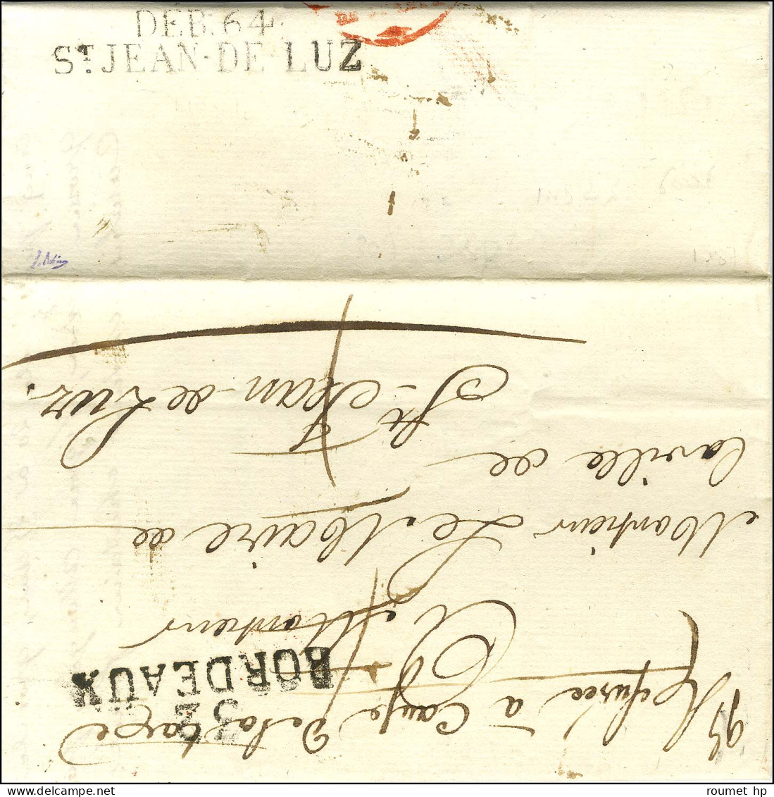 32 / BORDEAUX Sur Lettre Avec Texte Daté Du 27 Octobre 1819 Adressée Au Maire De Saint Jean De Luz. Au Recto, Taxe 5 Ann - Burgerlijke Brieven Zonder Portkosten