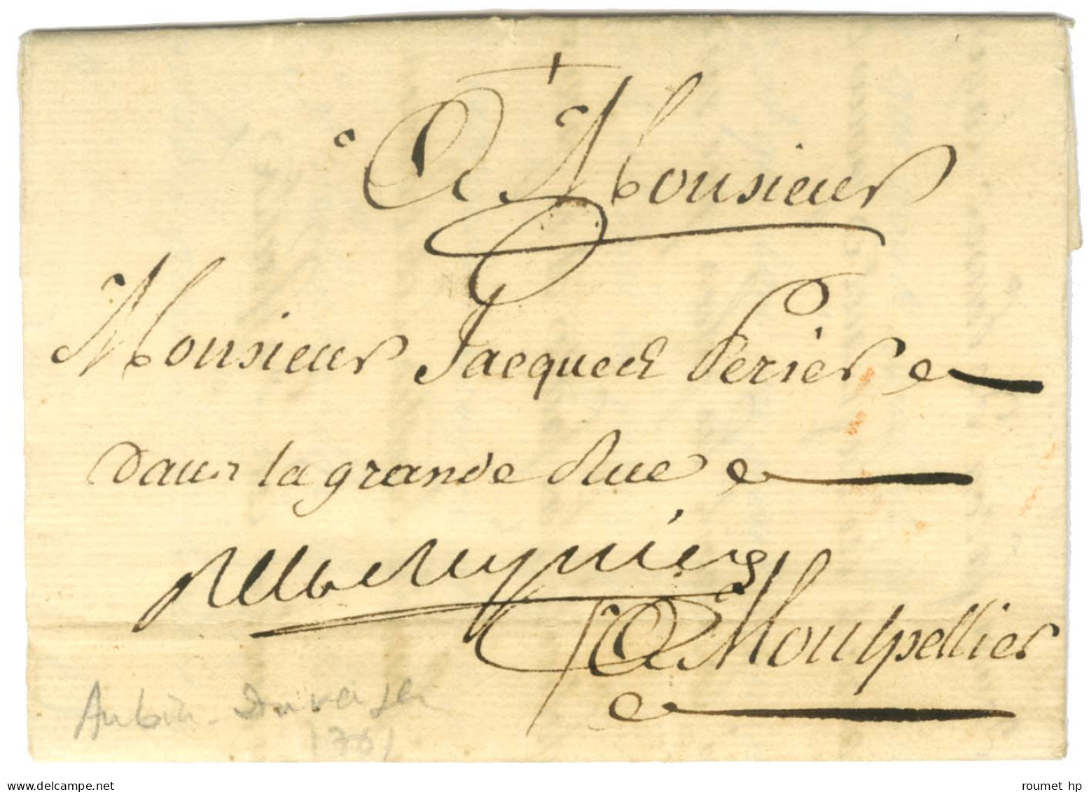 Contreseing De Franchise Manuscrit '' Audun Duverger '' Sur Lettre Avec Texte Daté De Paris Le 17 Janvier 1761 Pour Mont - Lettres Civiles En Franchise