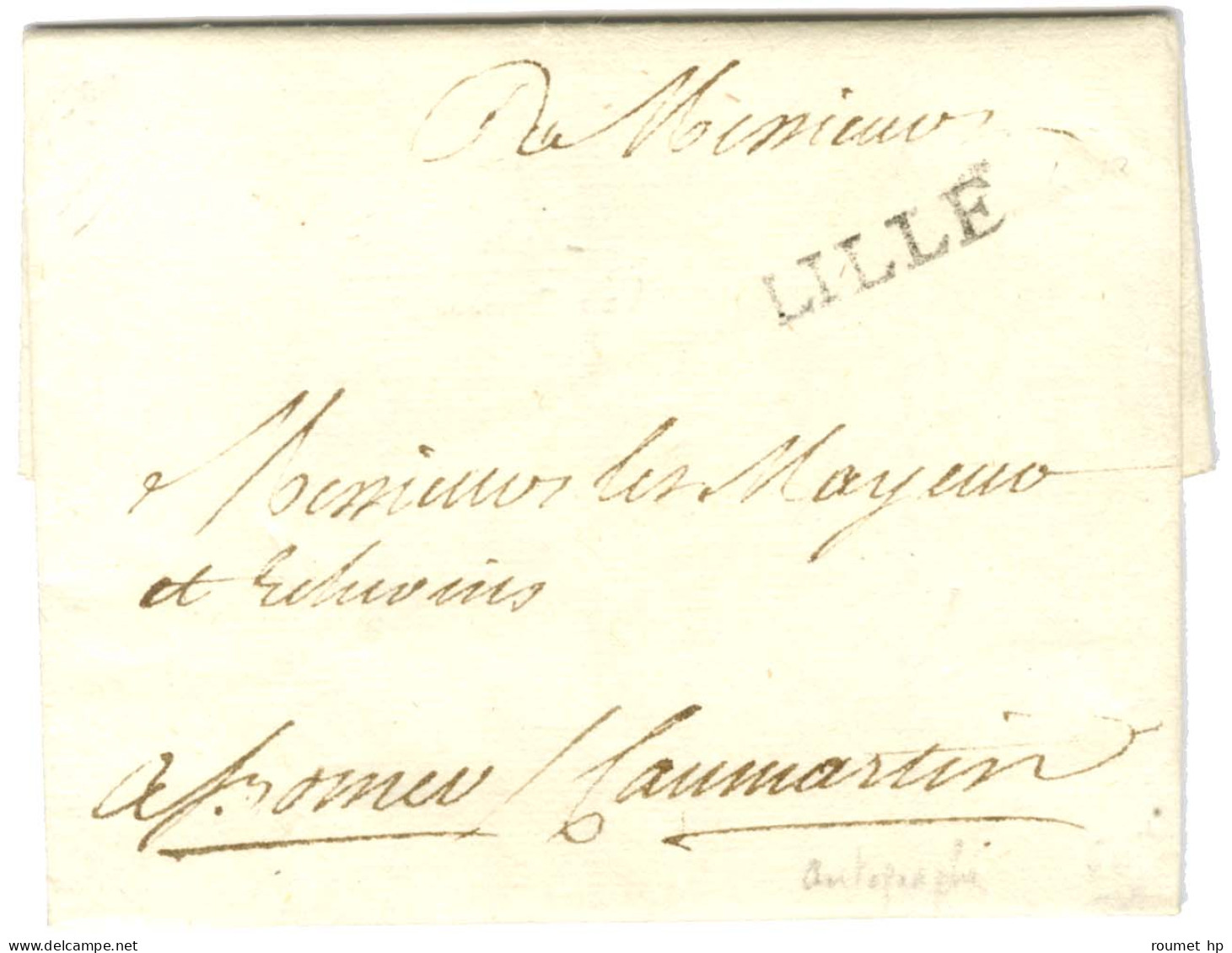 Contreseing De Franchise Manuscrit '' Caumartin '' Sur Lettre Avec Texte Daté De Lille Le 27 Octobre 1759. - SUP. - Frankobriefe