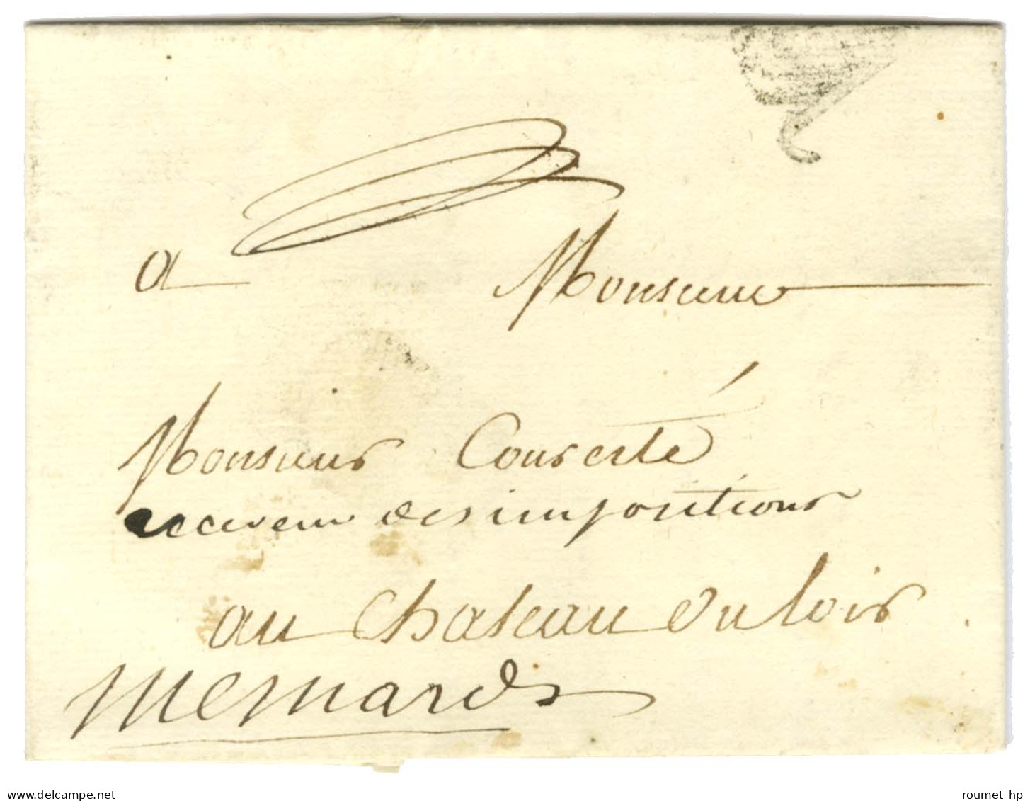 Contreseing De Franchise Manuscrit '' Menard '' Sur Lettre Avec Texte Daté De Paris Le 21 Septembre 1784 Pour Château Du - Civil Frank Covers