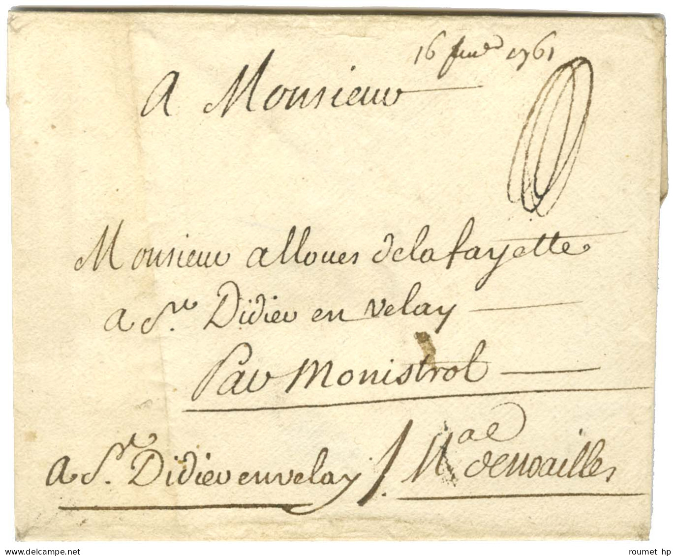 Contreseing De Franchise Manuscrit '' Mal De Noailles '' (Maréchal De Noailles, Ministre D'état) Sur Enveloppe Sans Text - Lettres Civiles En Franchise