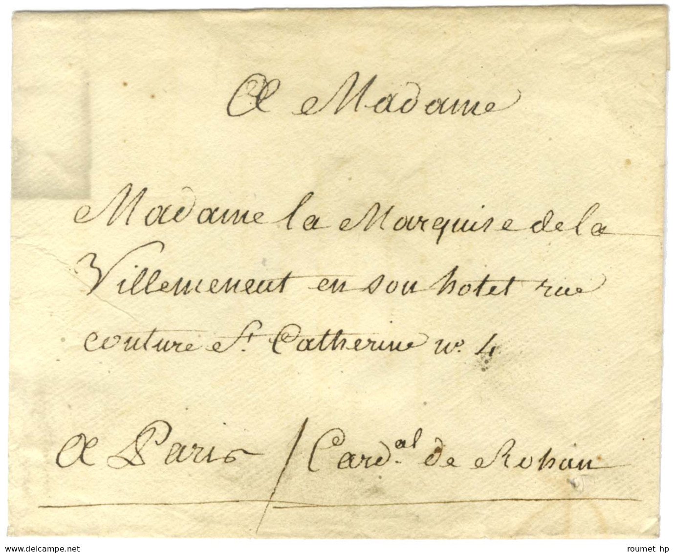 Contreseing De Franchise Manuscrit '' Cardinal De Rohan '' Sur Enveloppe Sans Texte Pour Paris. - TB / SUP. - Burgerlijke Brieven Zonder Portkosten