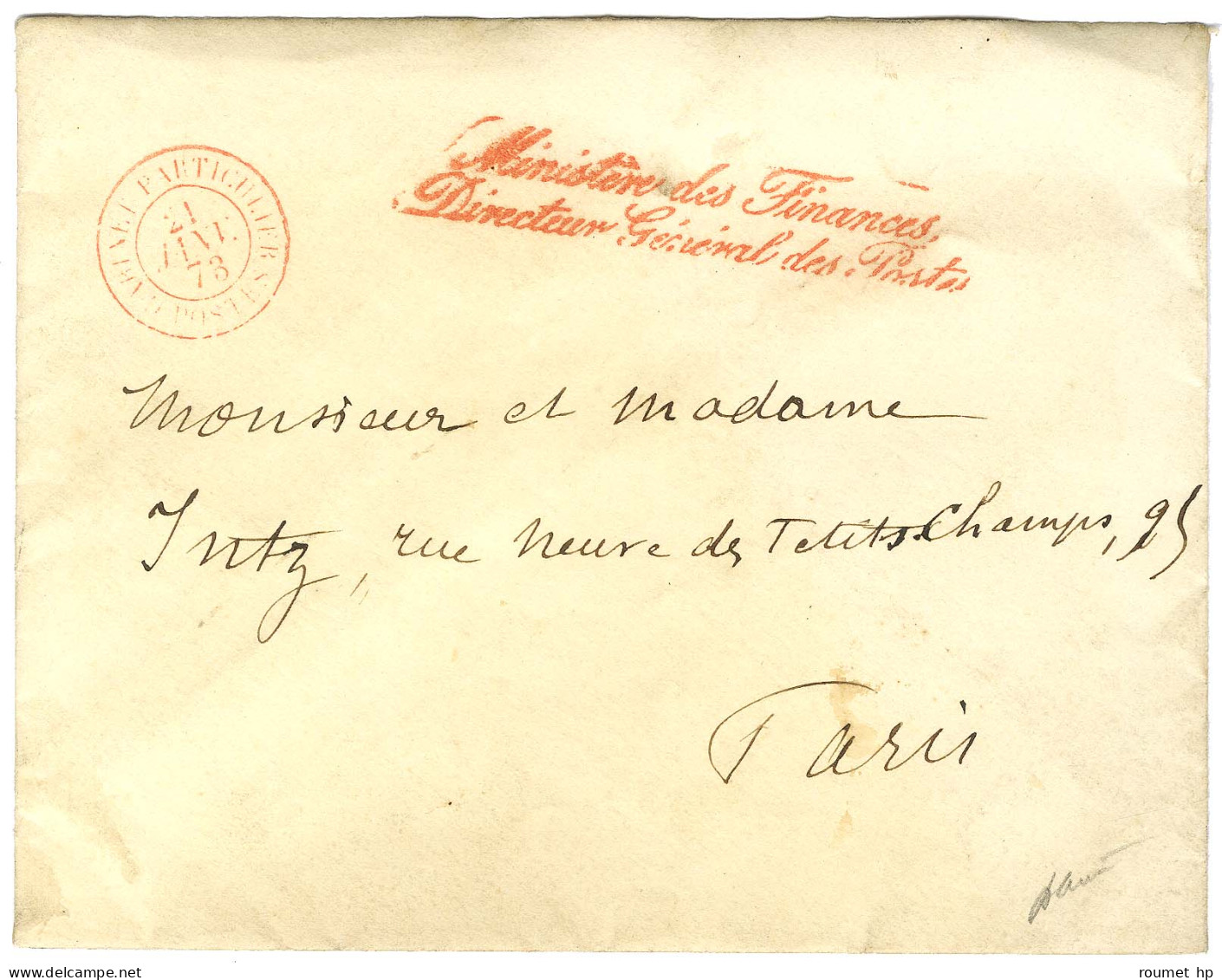 Càd Rouge CABINET PARTICULIER / POSTES 21 JANV. 73 Sur Lettre En Franchise Pour Paris. - TB / SUP. - Lettres Civiles En Franchise