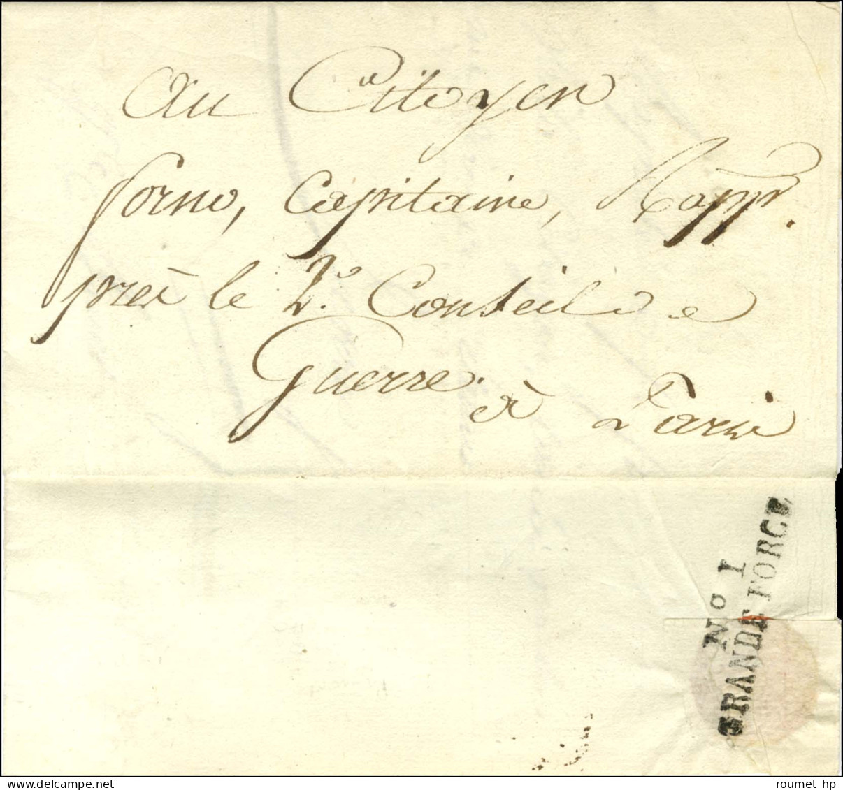 N° 1 / GRANDE FORCE (S N° 9521) Au Verso D'une Lettre Avec Texte Daté De Paris Le 29 Prairial An 9 Adressée Localement.  - 1701-1800: Précurseurs XVIII