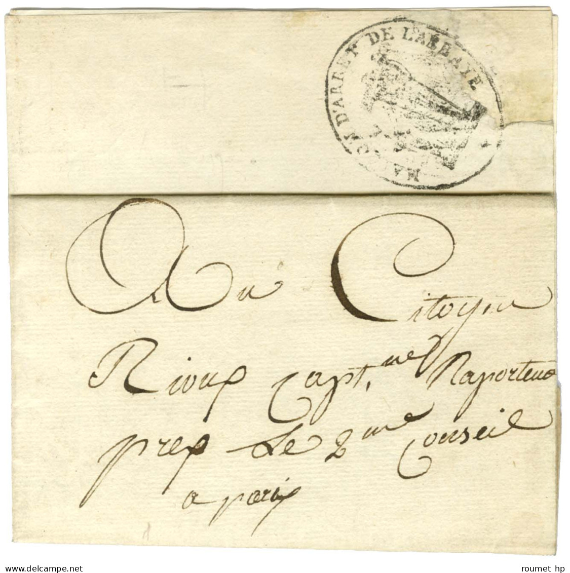 MAISON D'ARRET DE L'ABBAYE (S N° 9551) Au Verso D'une Lettre Avec Texte Daté De Paris Le 27 Ventose An 8 Adressée Locale - 1701-1800: Précurseurs XVIII