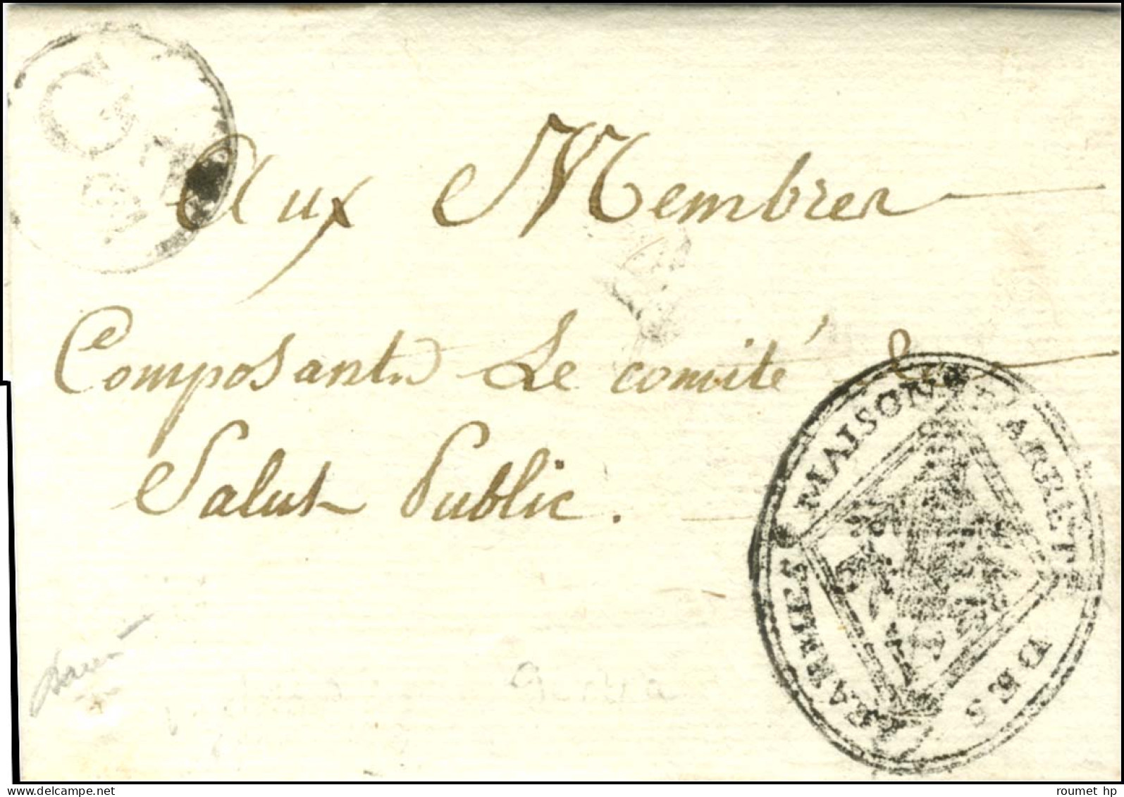 MAISON D'ARRET DES CARMES (S N° 9604a) Au Recto D'une Lettre Avec Texte Daté De Paris Le 27 Thermidor An 2 Adressée Loca - 1701-1800: Precursors XVIII