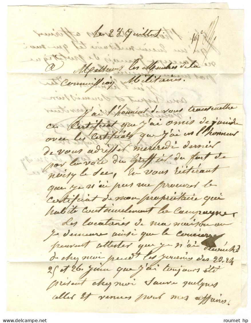 Lettre Avec Texte D'un Prisonnier Au Fort De Bicêtre Daté Du 27 Juillet (1848) Pour Paris. - TB / SUP. - 1801-1848: Precursors XIX