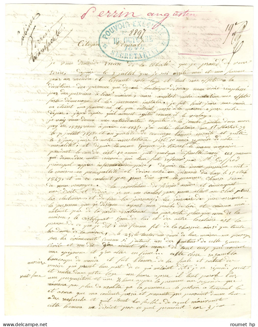 Lettre Avec Texte D'un Prisonnier Sur Le Ponton '' La Guerrière '' En Rade De Brest Daté Du 12 Octobre 1848 Adressée Au  - 1801-1848: Vorläufer XIX