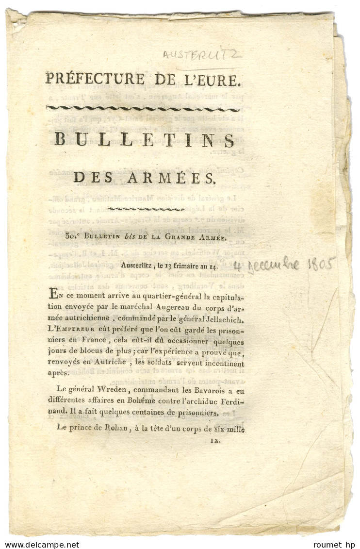 BATAILLE D'AUSTERLITZ. - Otros & Sin Clasificación