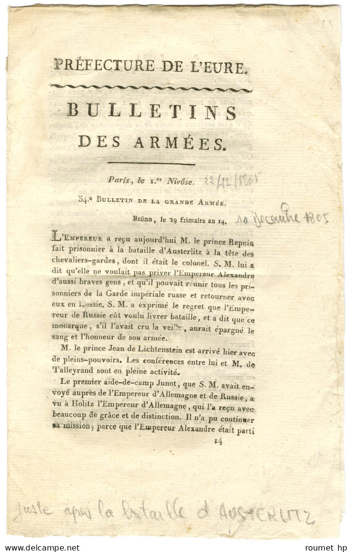 BATAILLE D'AUSTERLITZ. - Otros & Sin Clasificación