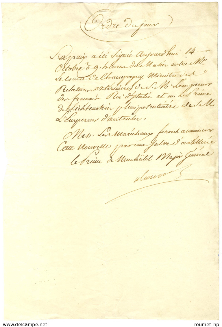 BERTHIER Alexandre, Prince De Wagram (1753-1815), Maréchal D'Empire. - Andere & Zonder Classificatie