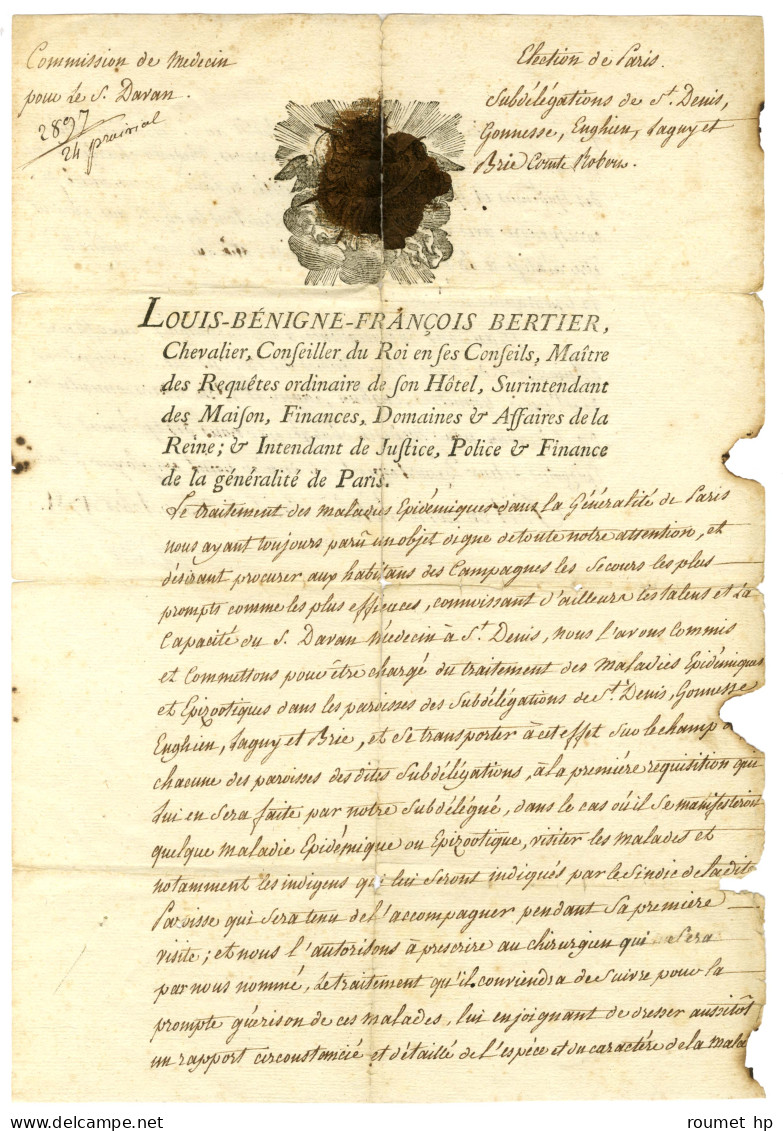 BERTIER Louis Bénigne François De Sauvigny (1737-1789), Intendant De Paris. - Andere & Zonder Classificatie