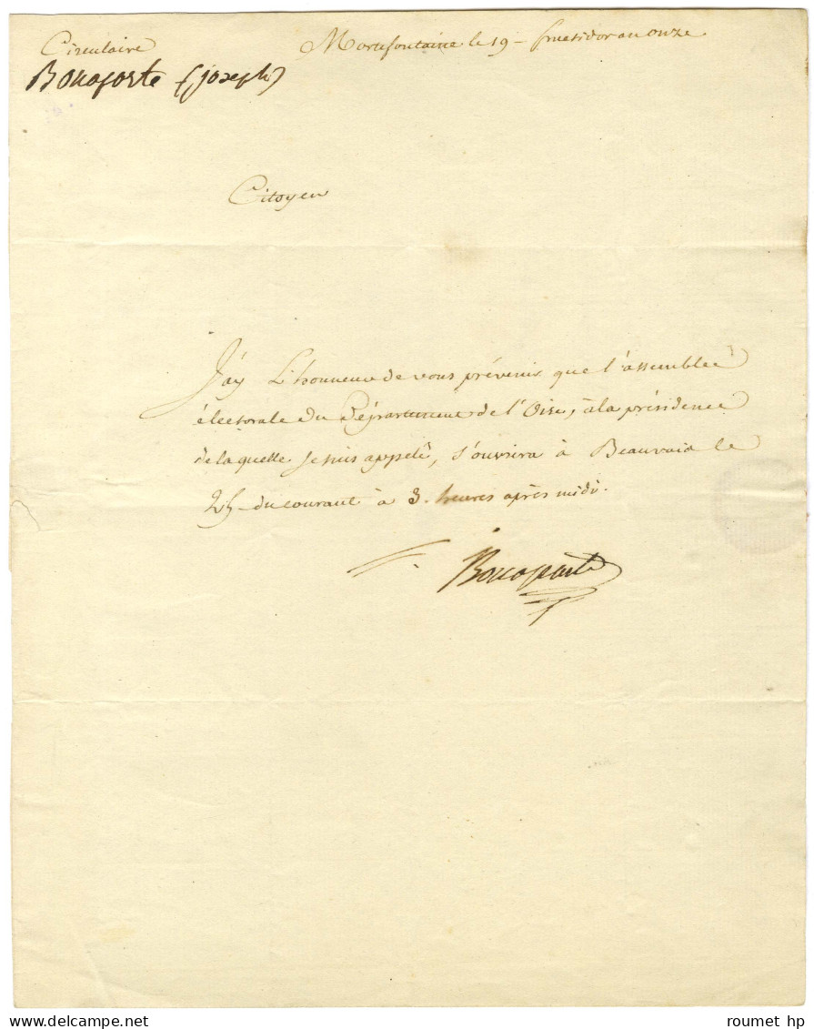 BONAPARTE Joseph (1768-1844), Roi De Naples Et D'Espagne, Frère Ainé De Napoléon Ier. - Other & Unclassified