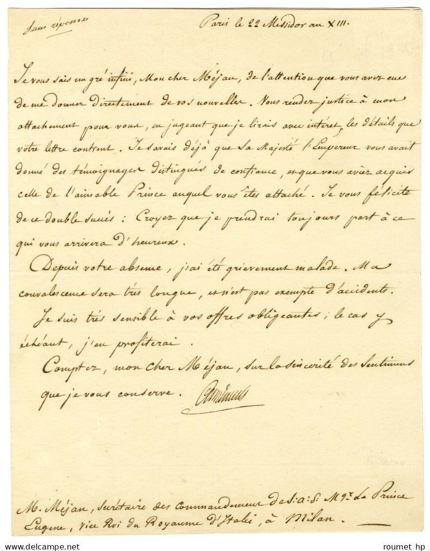 CAMBACÉRÈS Jean Jacques Régis De (1753-1824), Juriste Et Homme Politique. - Other & Unclassified