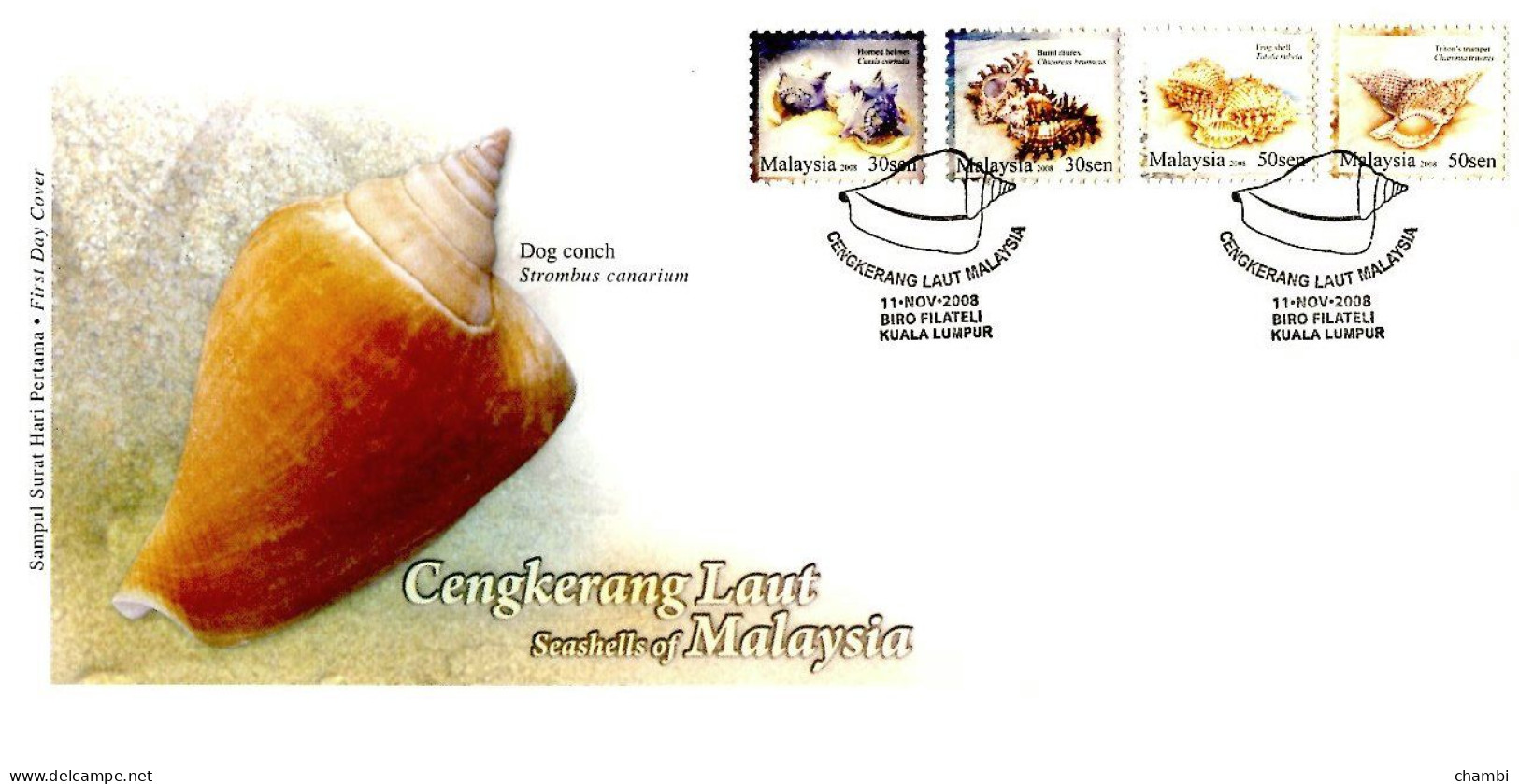 Malaysie 1 FDC De 2008 Série De Coquillages Schell Marine Life - Malaysia (1964-...)