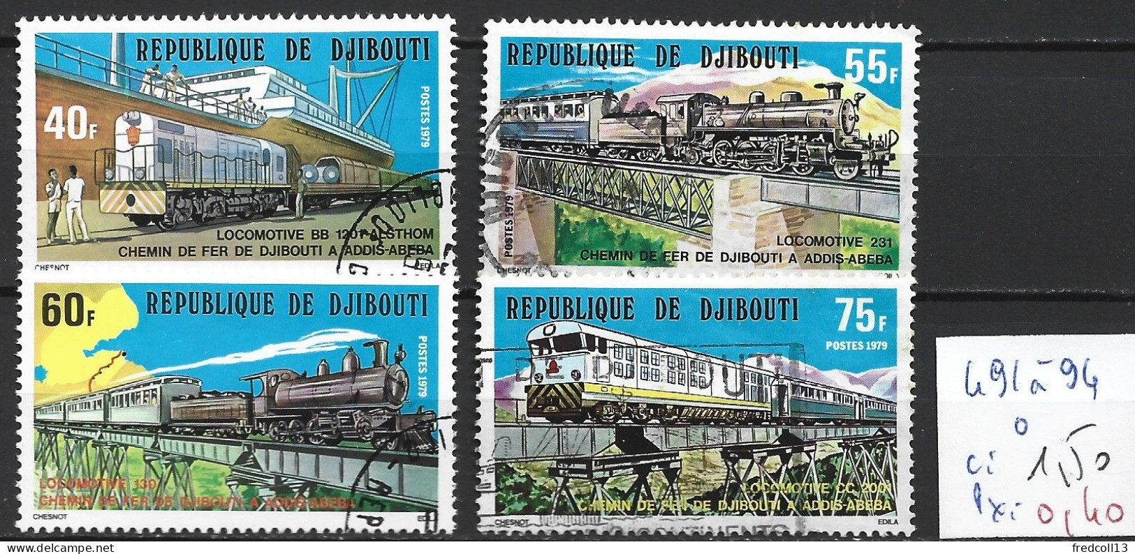 DJIBOUTI 491 à 94 Oblitérés Côte 1.50 € - Djibouti (1977-...)