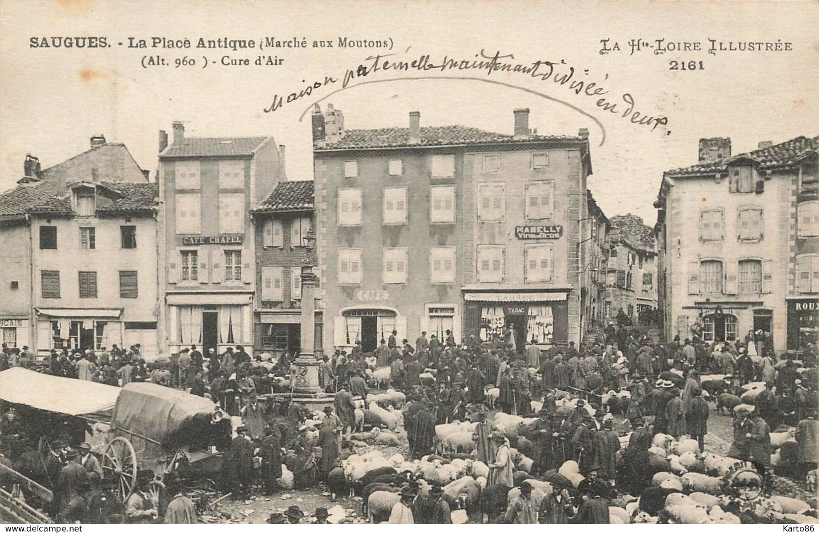 Saugues * La Place Antique * Le Marché Aux Moutons * Foire Bestiaux * Café CHAPEL Débit De Tabac Tabacs - Saugues