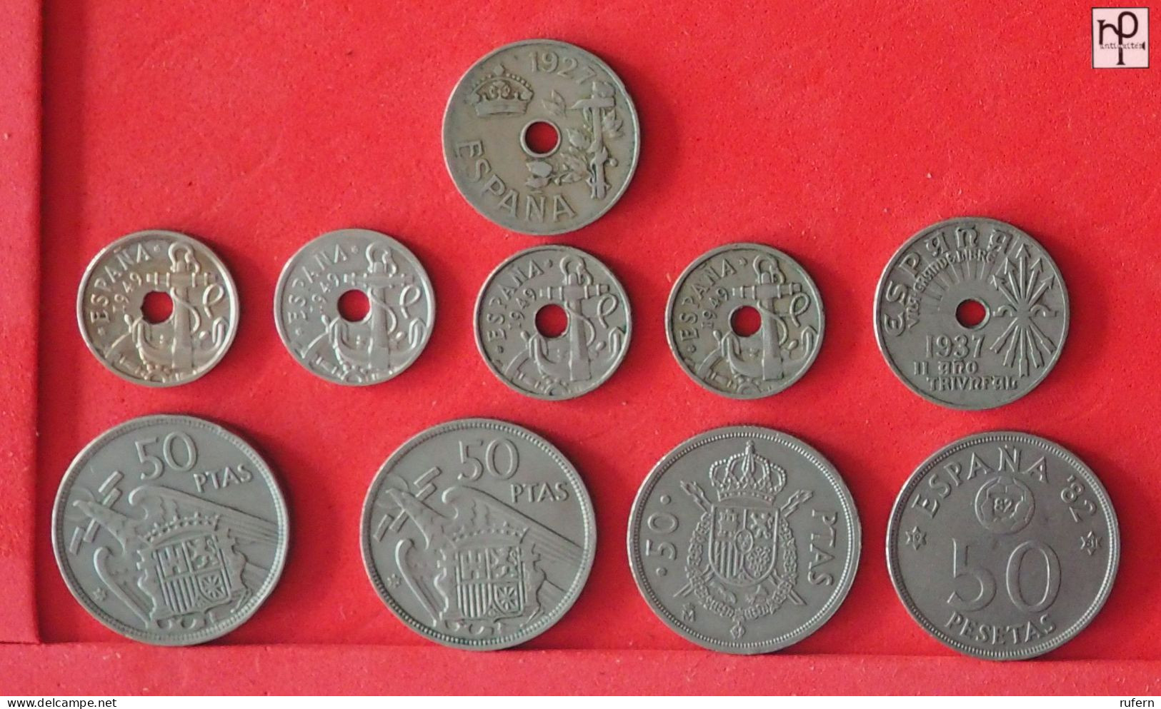 SPAIN  - LOT - 10 COINS - 2 SCANS  - (Nº57831) - Kiloware - Münzen